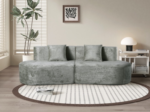 Geschwungenes 3-Sitzer-Sofa mit Chenille-Bezug H-016 für Möbelhandel und Objekteinrichtung | ComfPlus Furnishing