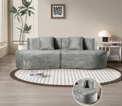 Geschwungenes 3-Sitzer-Sofa mit Chenille-Bezug H-016 für Möbelhandel und Objekteinrichtung | ComfPlus Furnishing