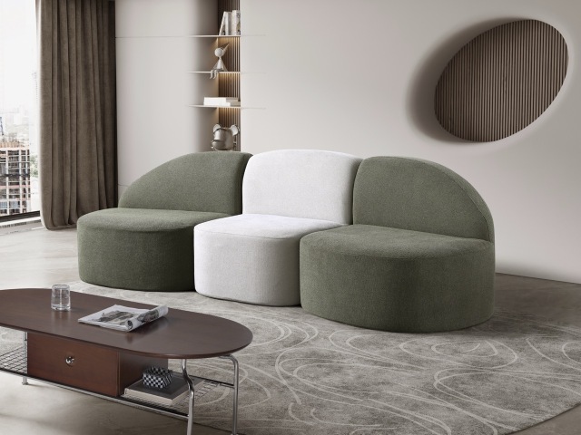 Geschwungenes modulares 3-teiliges Sofa H-033 für Möbelhandel und Objekteinrichtung | ComfPlus Furnishing