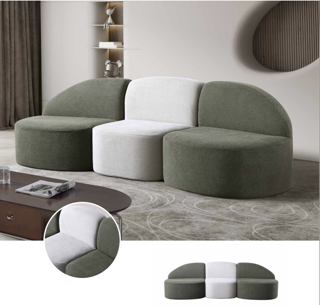 Geschwungenes modulares 3-teiliges Sofa H-033 für Möbelhandel und Objekteinrichtung | ComfPlus Furnishing