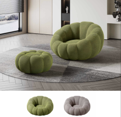 H-045 Cadeirão lounge inspirado em abóbora com otomana para hotelaria | ComfPlus