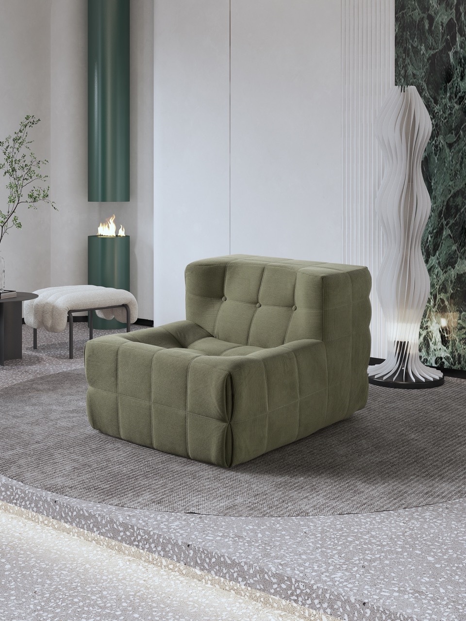 H-052 卸売・家具プロジェクト向けディープタフテッド圧縮梱包ラウンジチェア | ComfPlus Furnishing