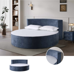 Rundes Polsterbett mit Matratze und Kissen | C-011