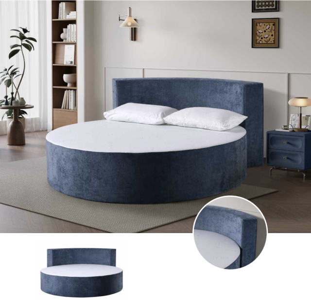 Rundes Polsterbett mit Matratze und Kissen | C-011