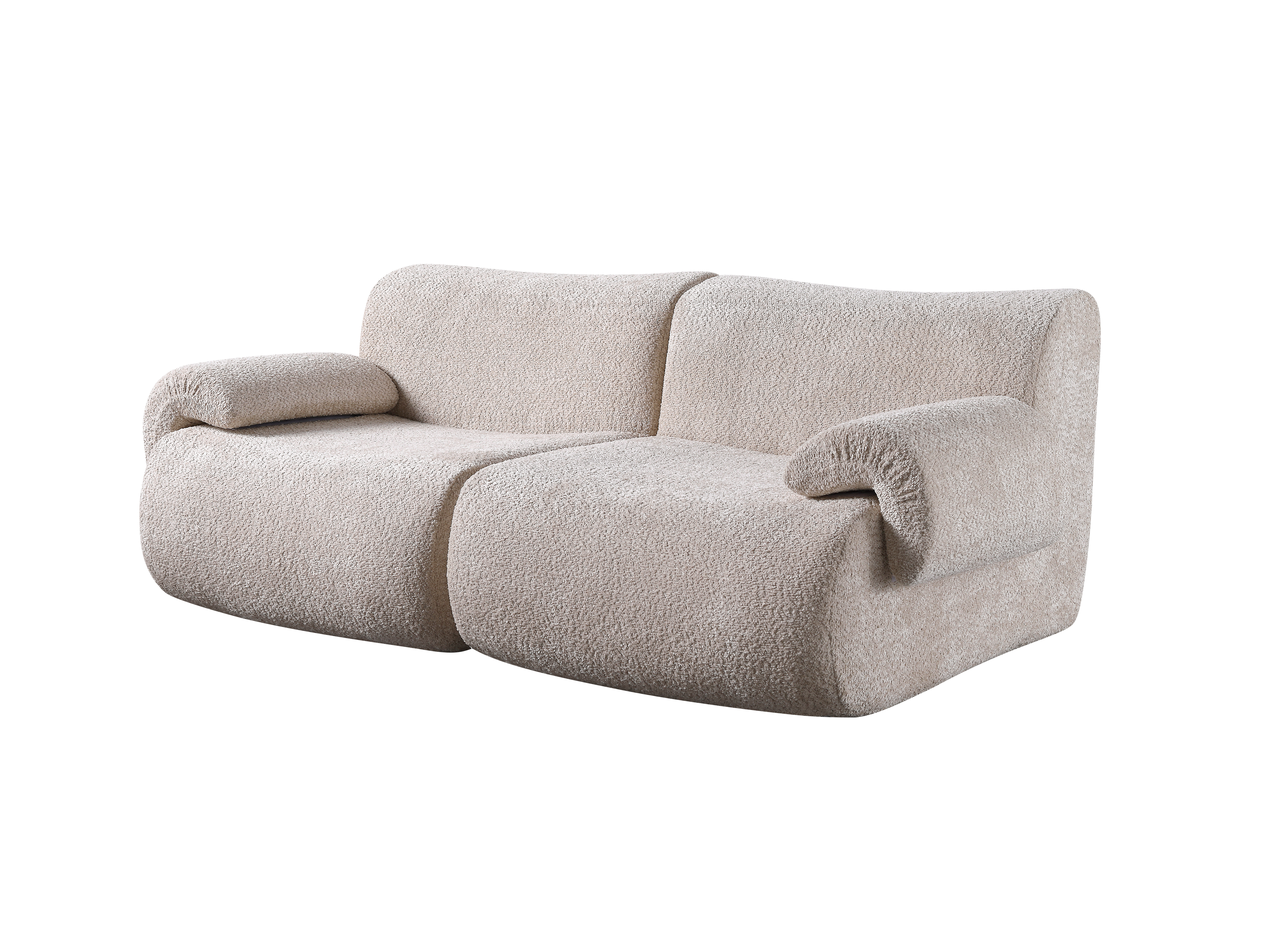 H-057 卸売・家具プロジェクト向け曲線デザイン2人掛け圧縮梱包ソファ | ComfPlus Furnishing