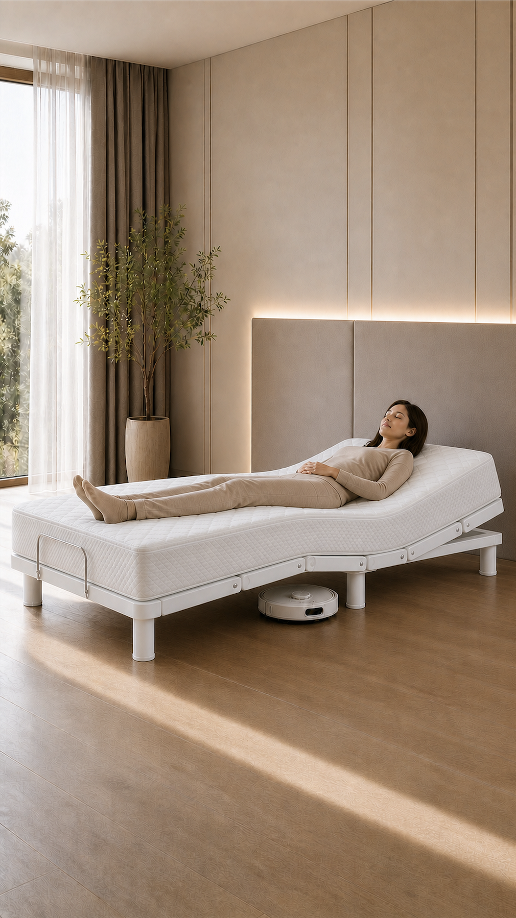Klappbares elektrisch verstellbares Bett mit vakuumkomprimierter Matratze | A-001
