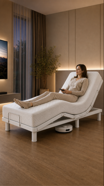 Klappbares elektrisch verstellbares Bett mit vakuumkomprimierter Matratze | A-001