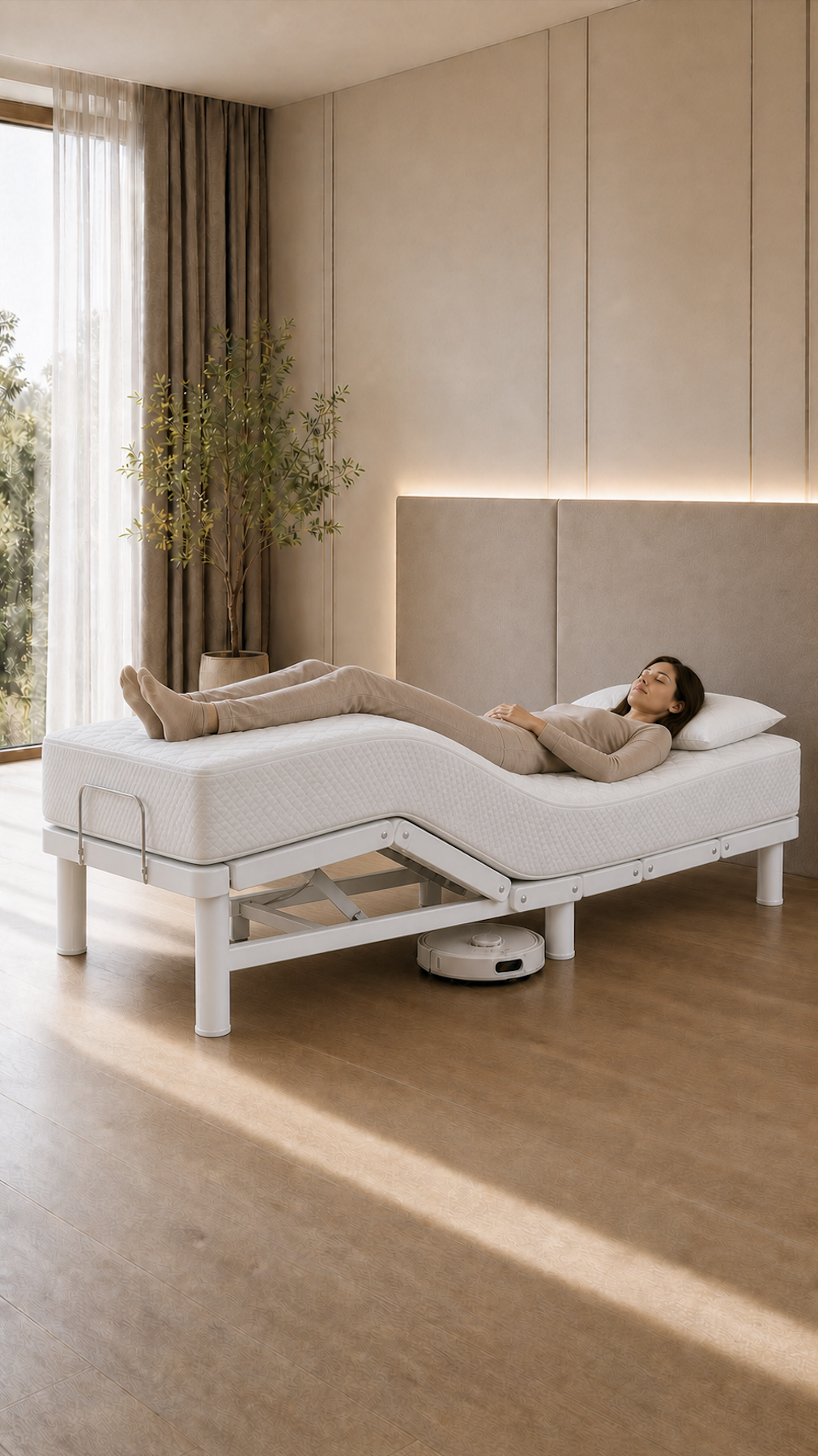 Klappbares elektrisch verstellbares Bett mit vakuumkomprimierter Matratze | A-001