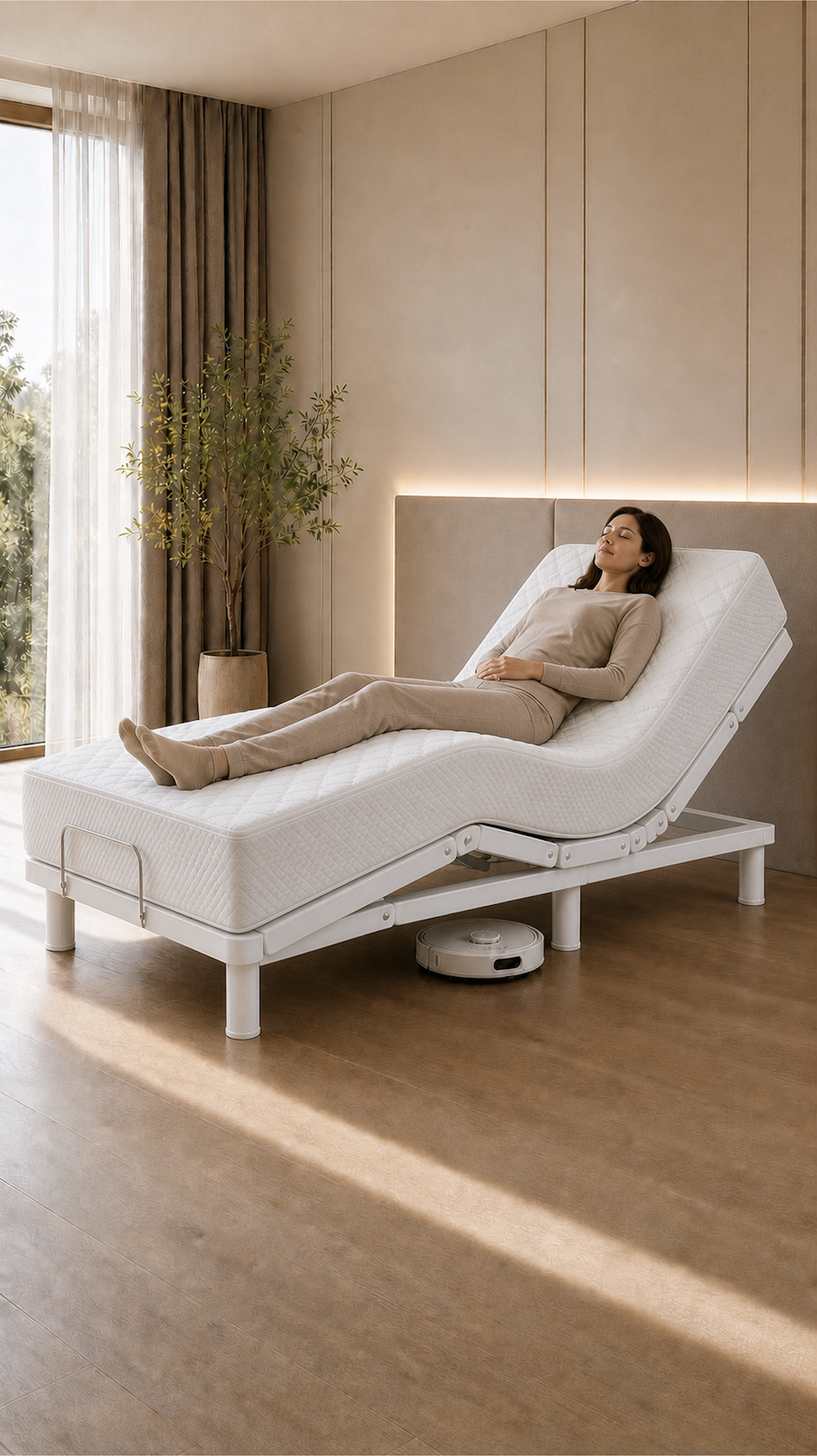 Klappbares elektrisch verstellbares Bett mit vakuumkomprimierter Matratze | A-001