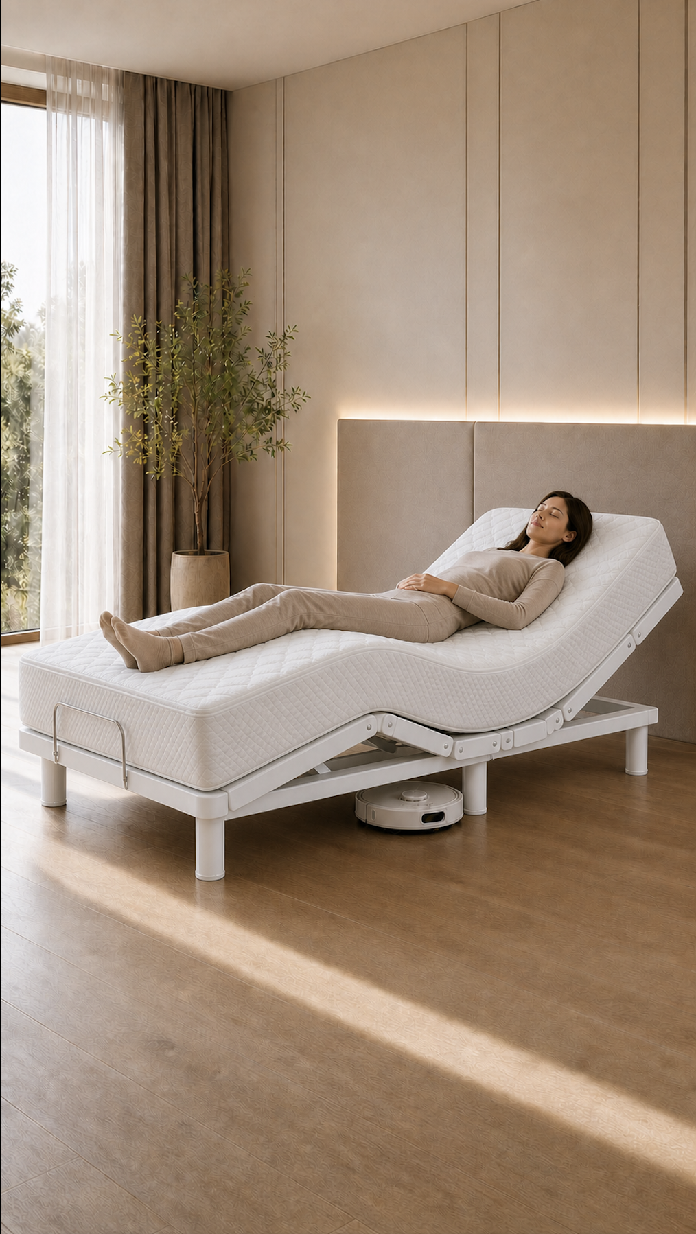 Klappbares elektrisch verstellbares Bett mit vakuumkomprimierter Matratze | A-001