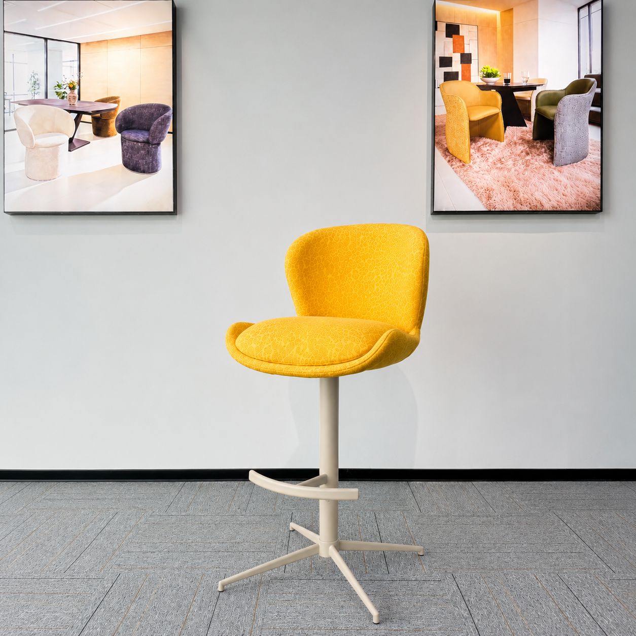 Chaise de bar rembourrée BC-4175 à piètement fixe pour projets professionnels | ComfPlus Furnishing
