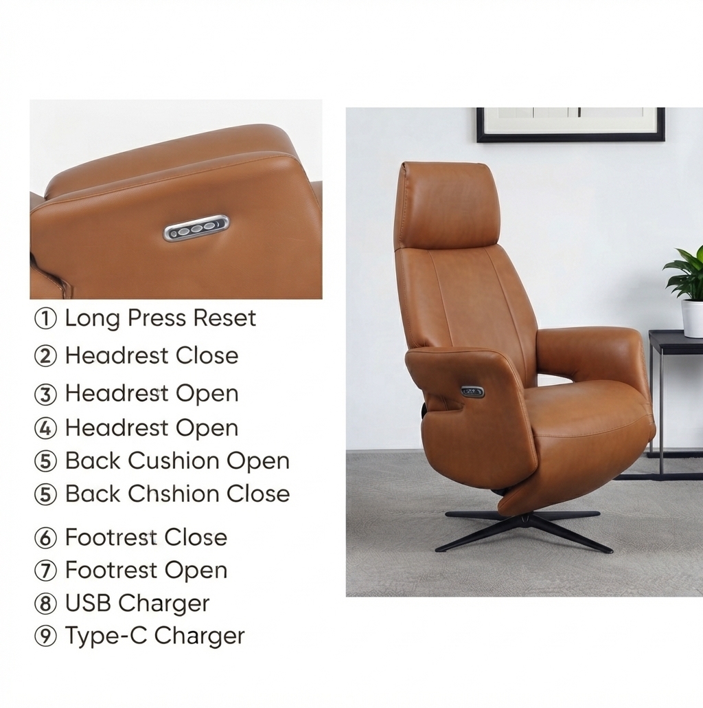 Electric recliner with Swivel Base for Wholesale Furniture Projects | ComfPlus Furnishing