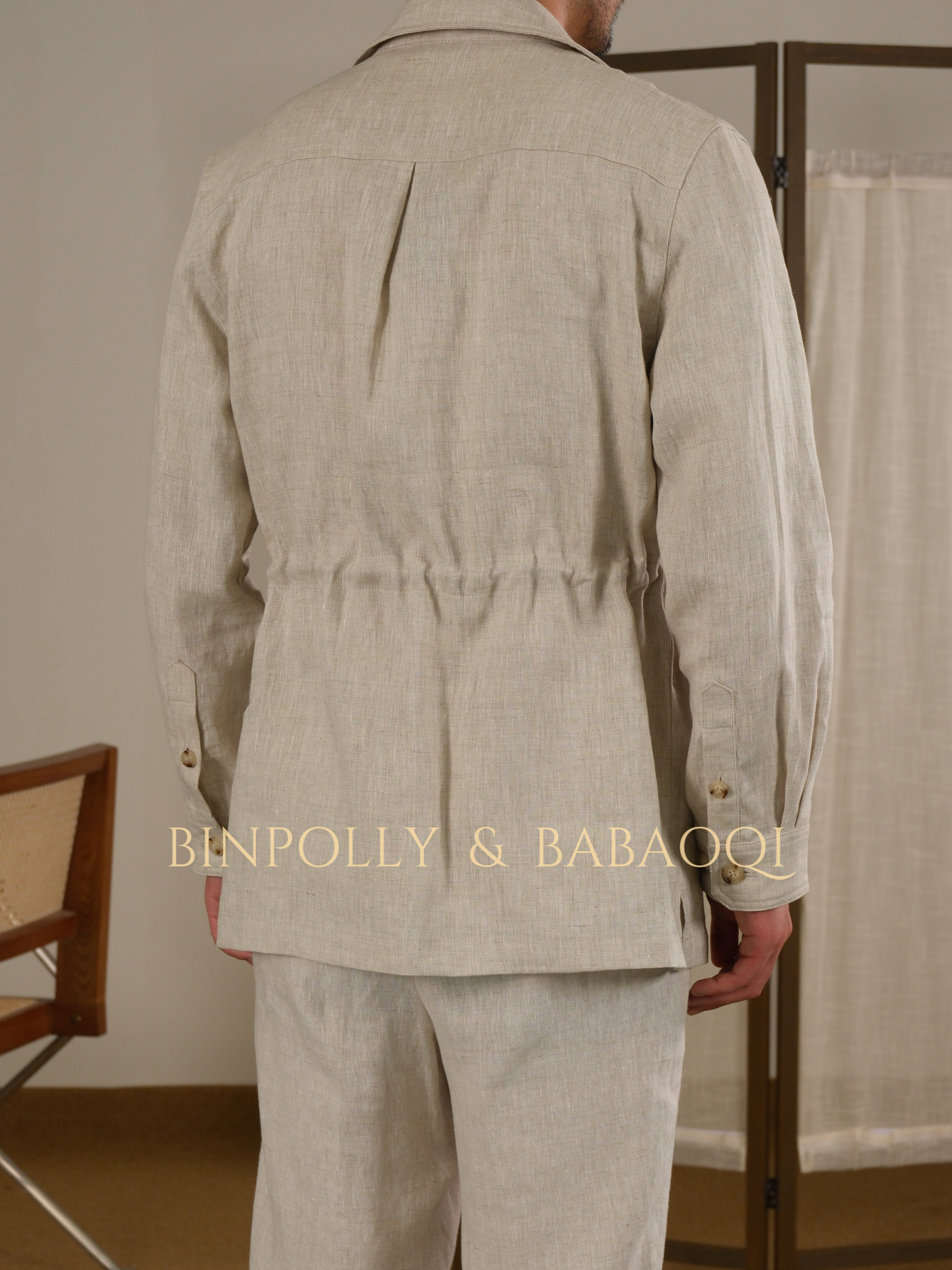 BABAOQI - Men's 100% Linen Safari Jacket & Trousers Set