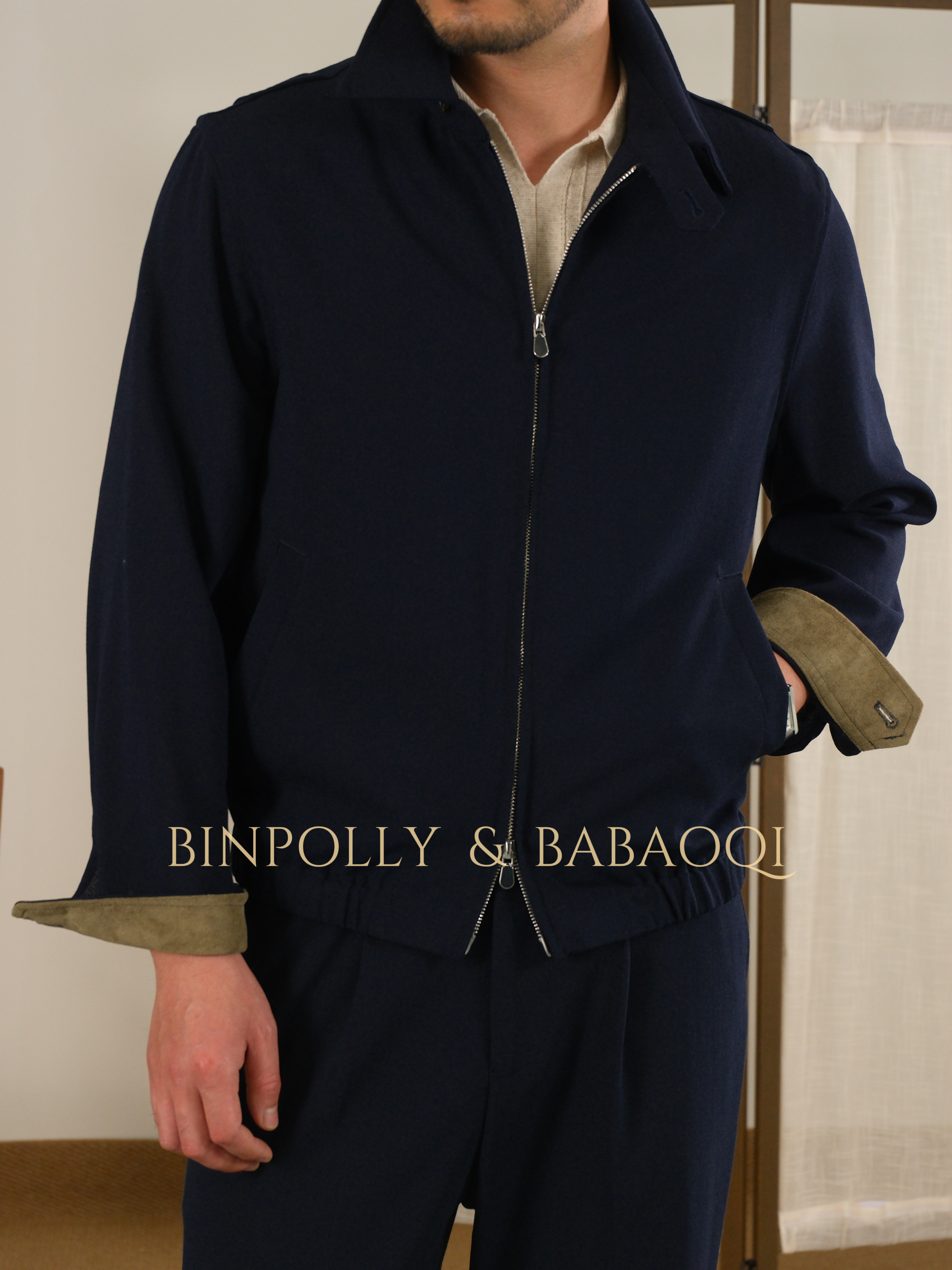 BABAOQI - Men's Harrington Jacket & Trousers Set