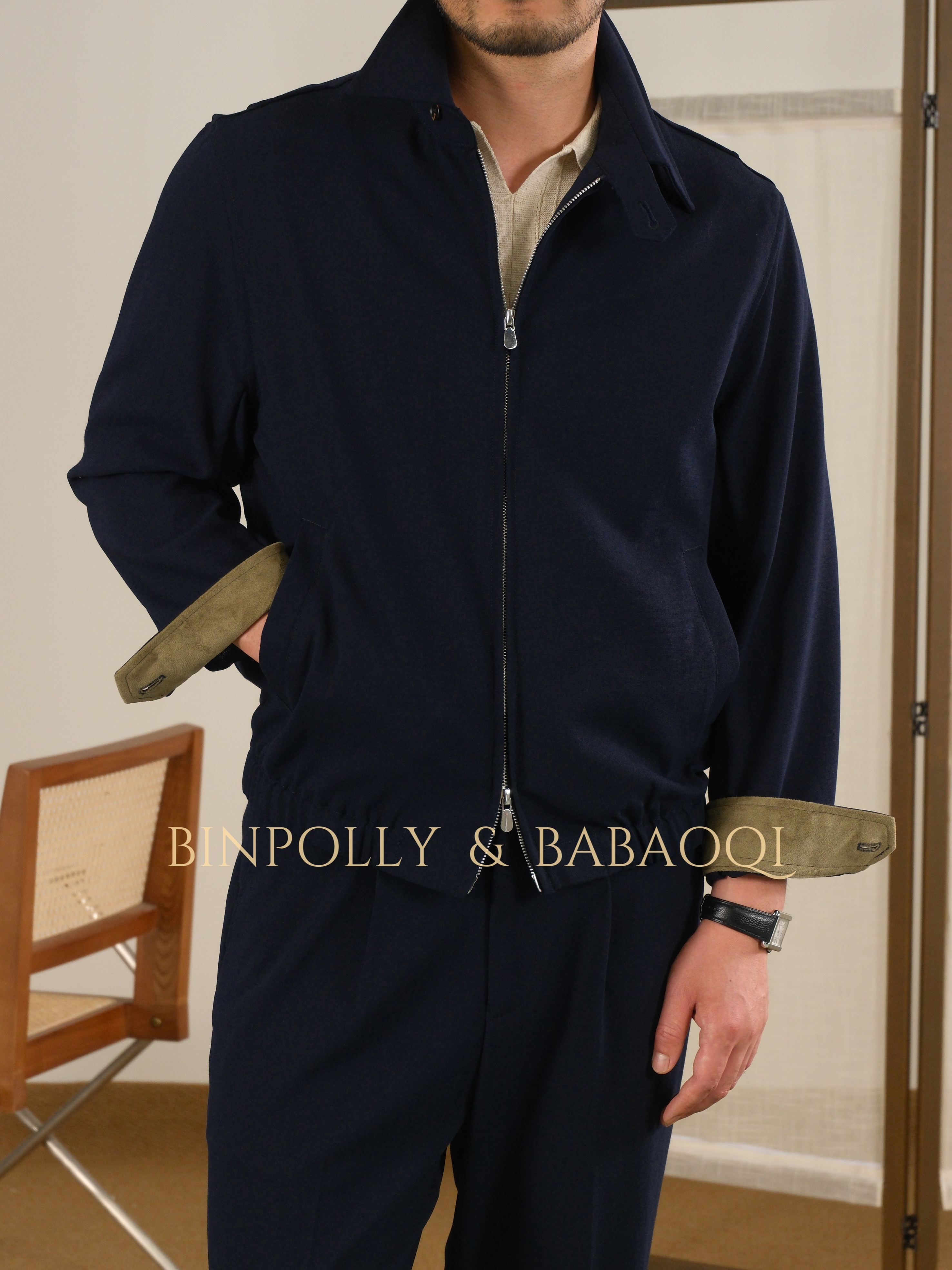 BABAOQI - Men's Harrington Jacket & Trousers Set