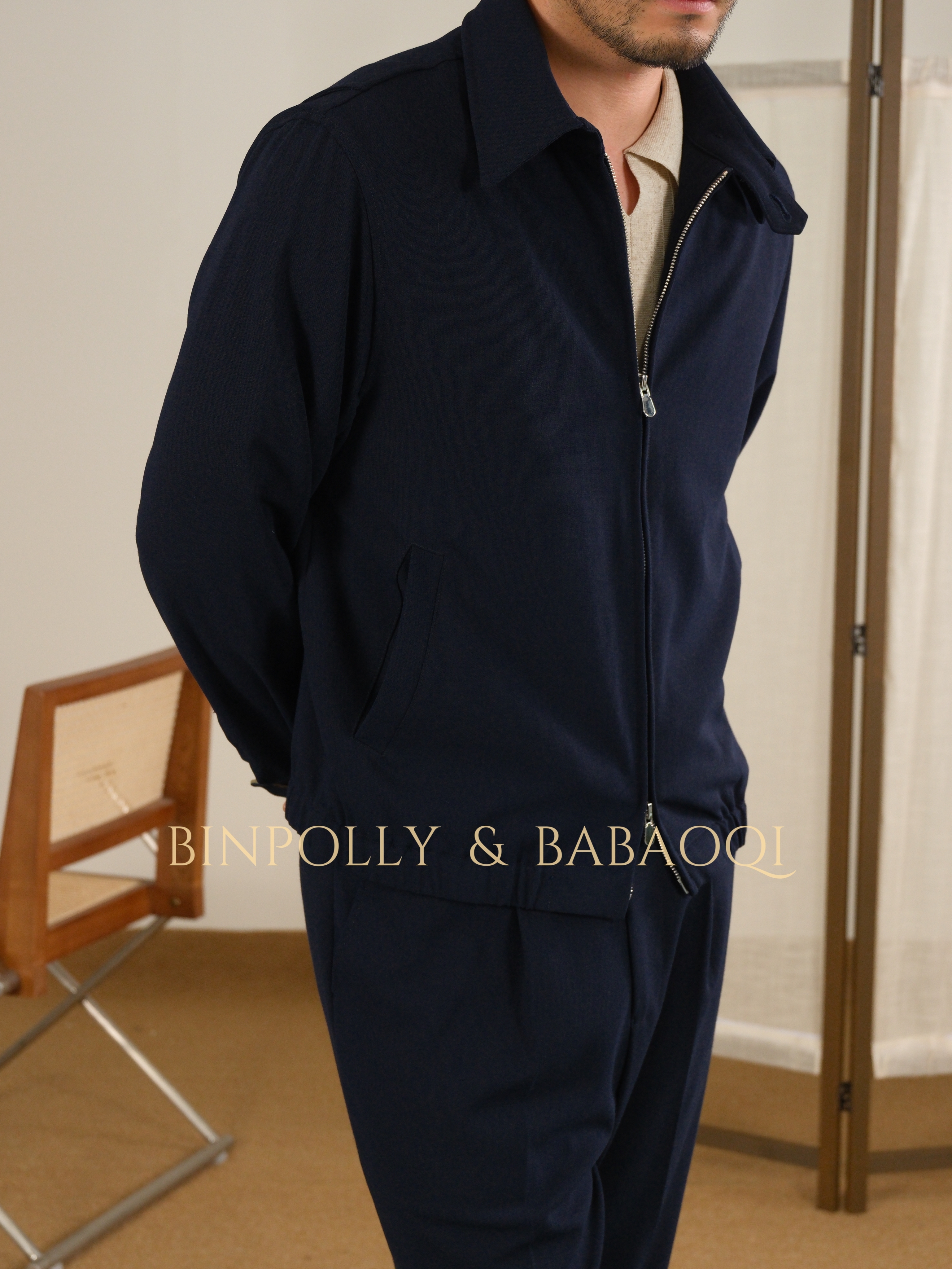 BABAOQI - Men's Harrington Jacket & Trousers Set