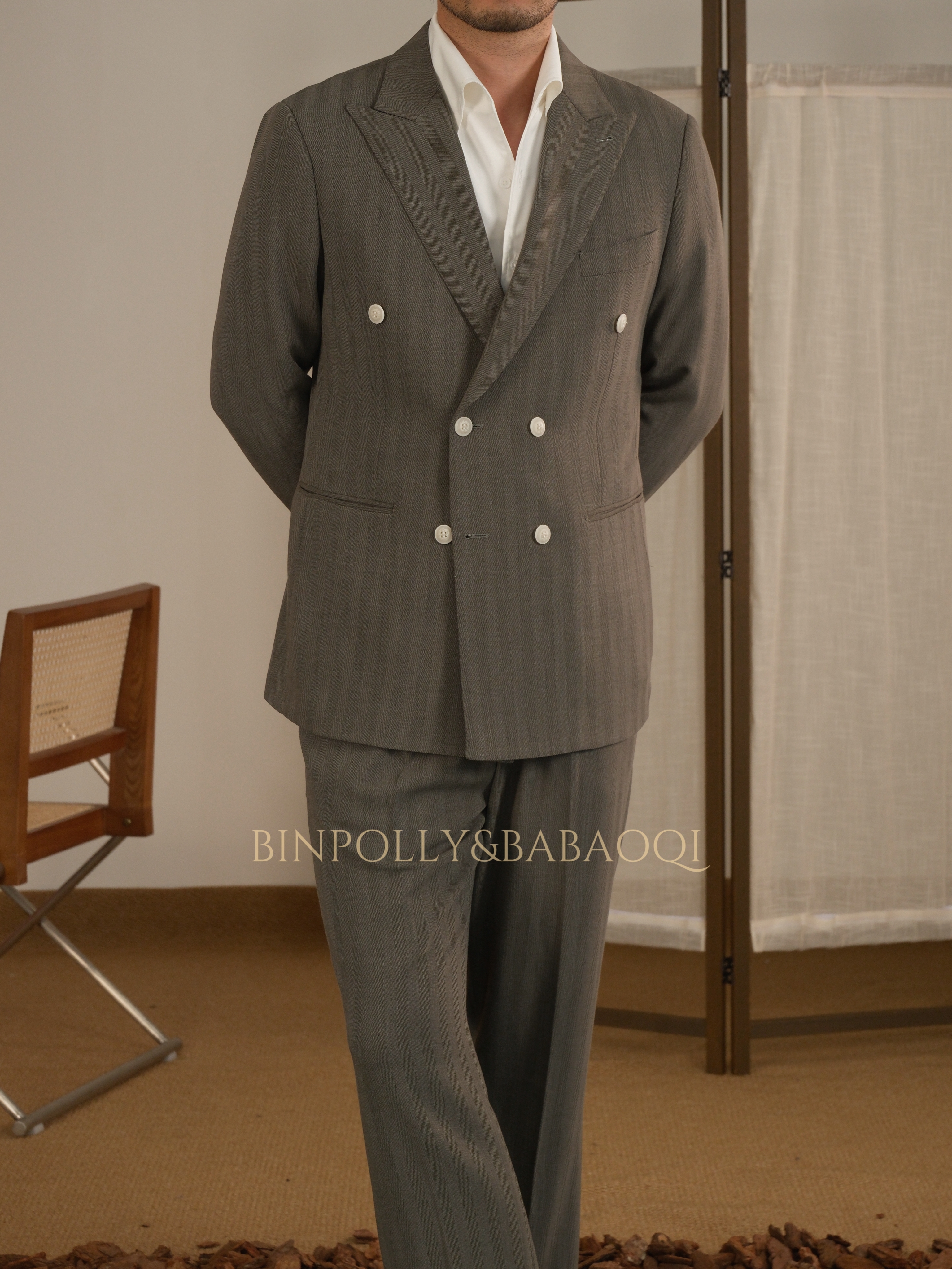 BABAOQI - Men's Summer Breathable Double-Breasted Suit sets