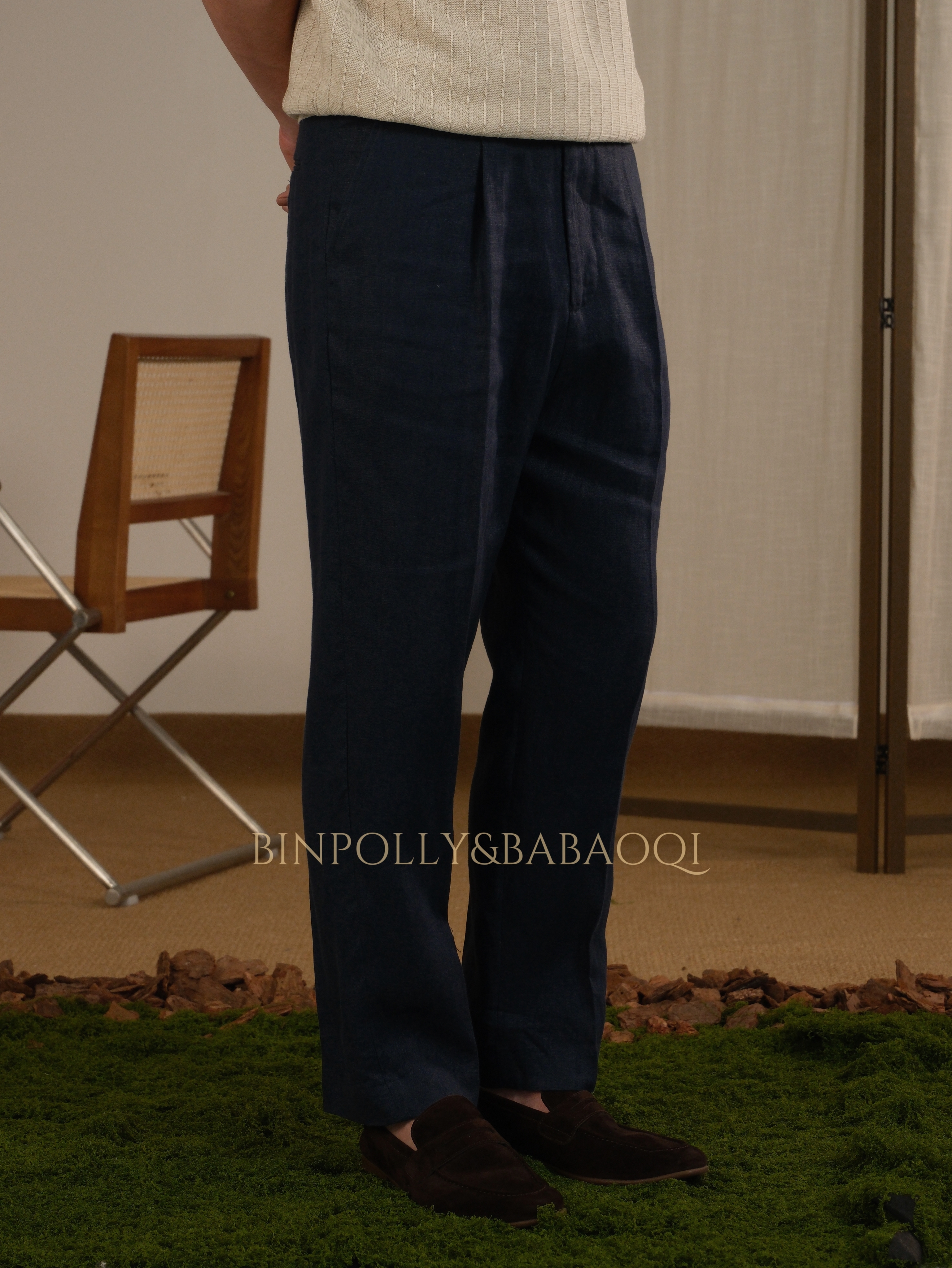 BABAOQI - Men's 100% Linen Bomber Jacket & Trousers Set