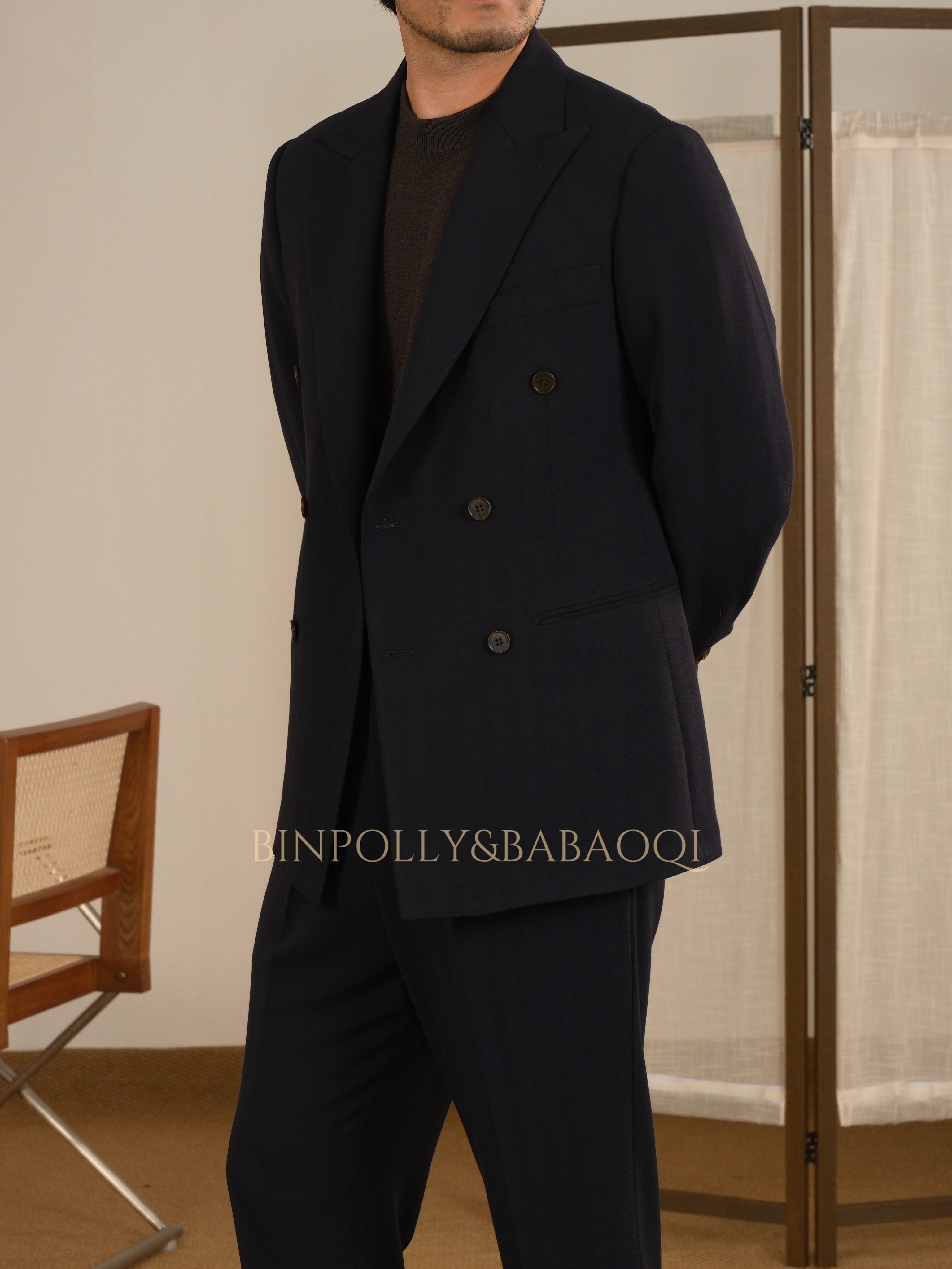 BABAOQI - Men's Summer Breathable Double-Breasted Suit sets