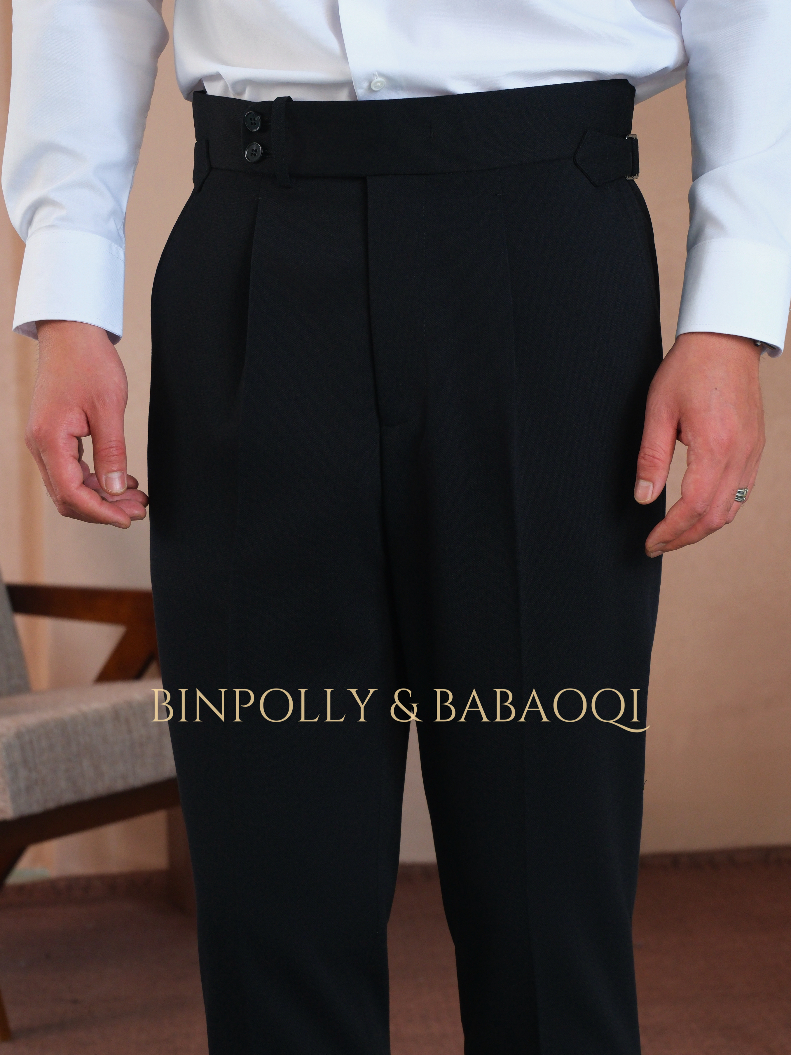 BINPOLLY - Peak Lapel Single-Breasted Formal Tuxedo with Double-Breasted Waistcoat