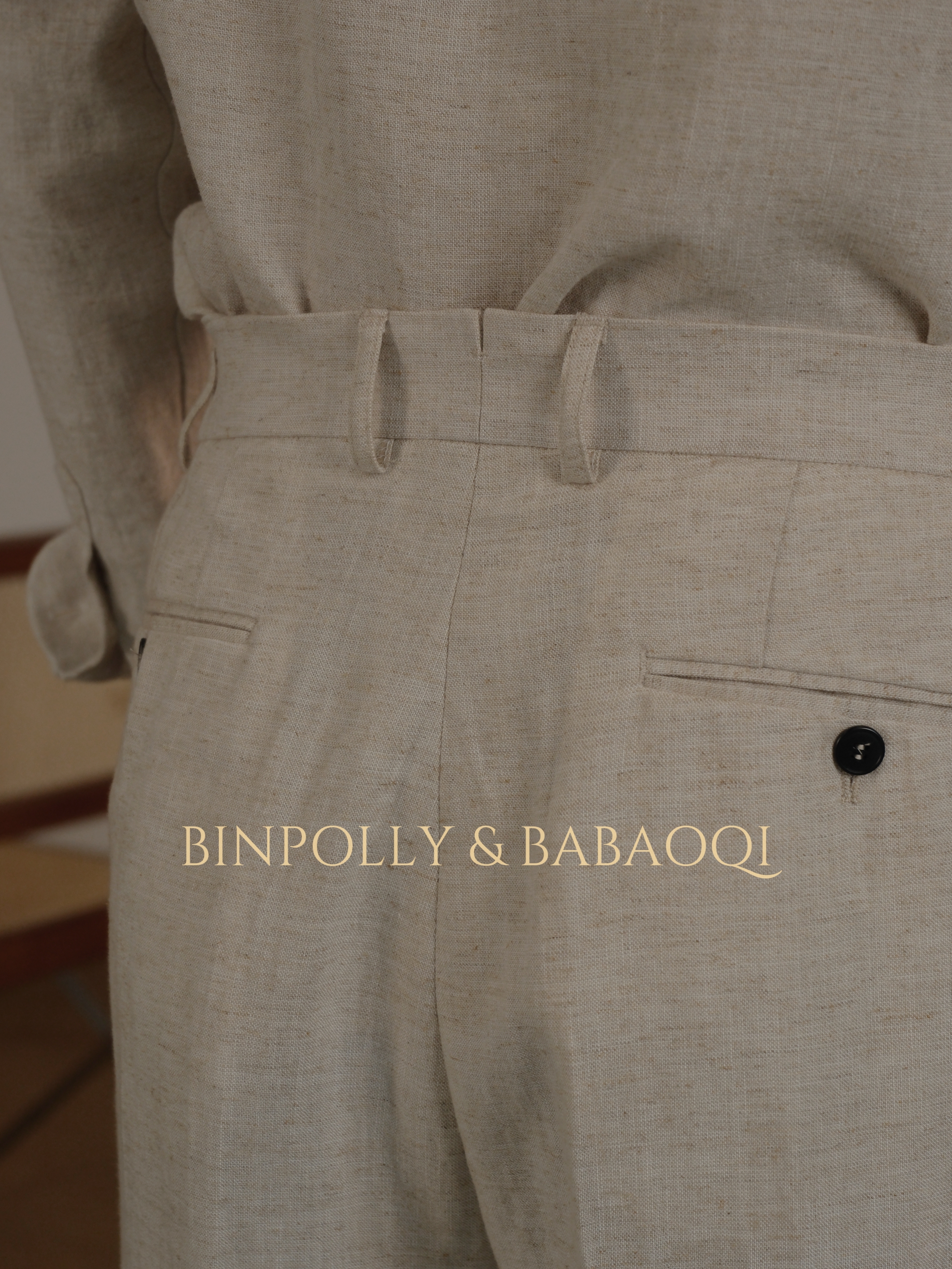 BABAOQI - Tencel Linen Blend Trousers - High-Waisted Wide-Leg Casual Pants