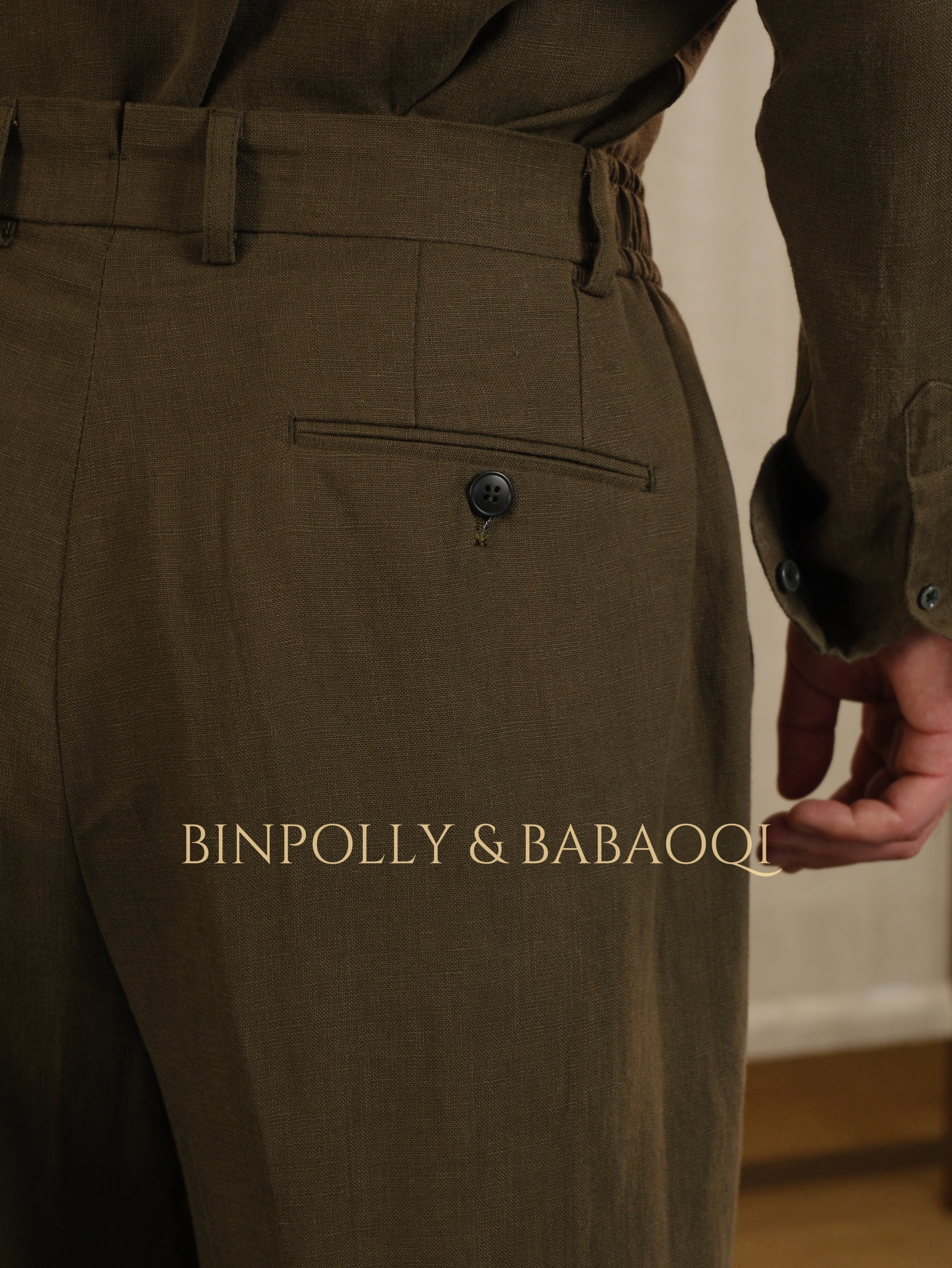 BABAOQI - Tencel Linen Blend Trousers - High-Waisted Wide-Leg Casual Pants