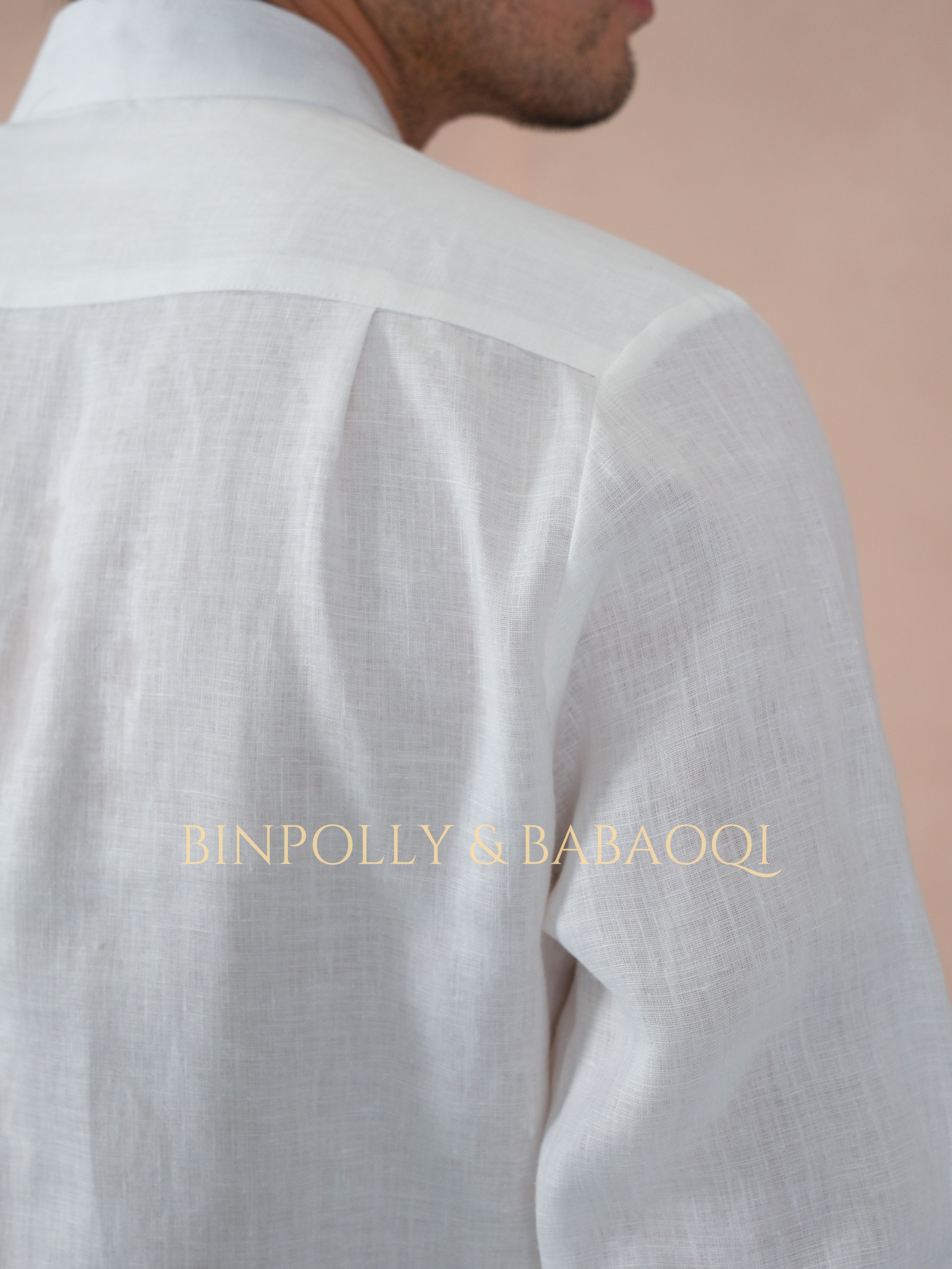 BABAOQI - Pure Linen Mandarin Collar Long Sleeve Shirt, Casual Stand Collar Button Up Top