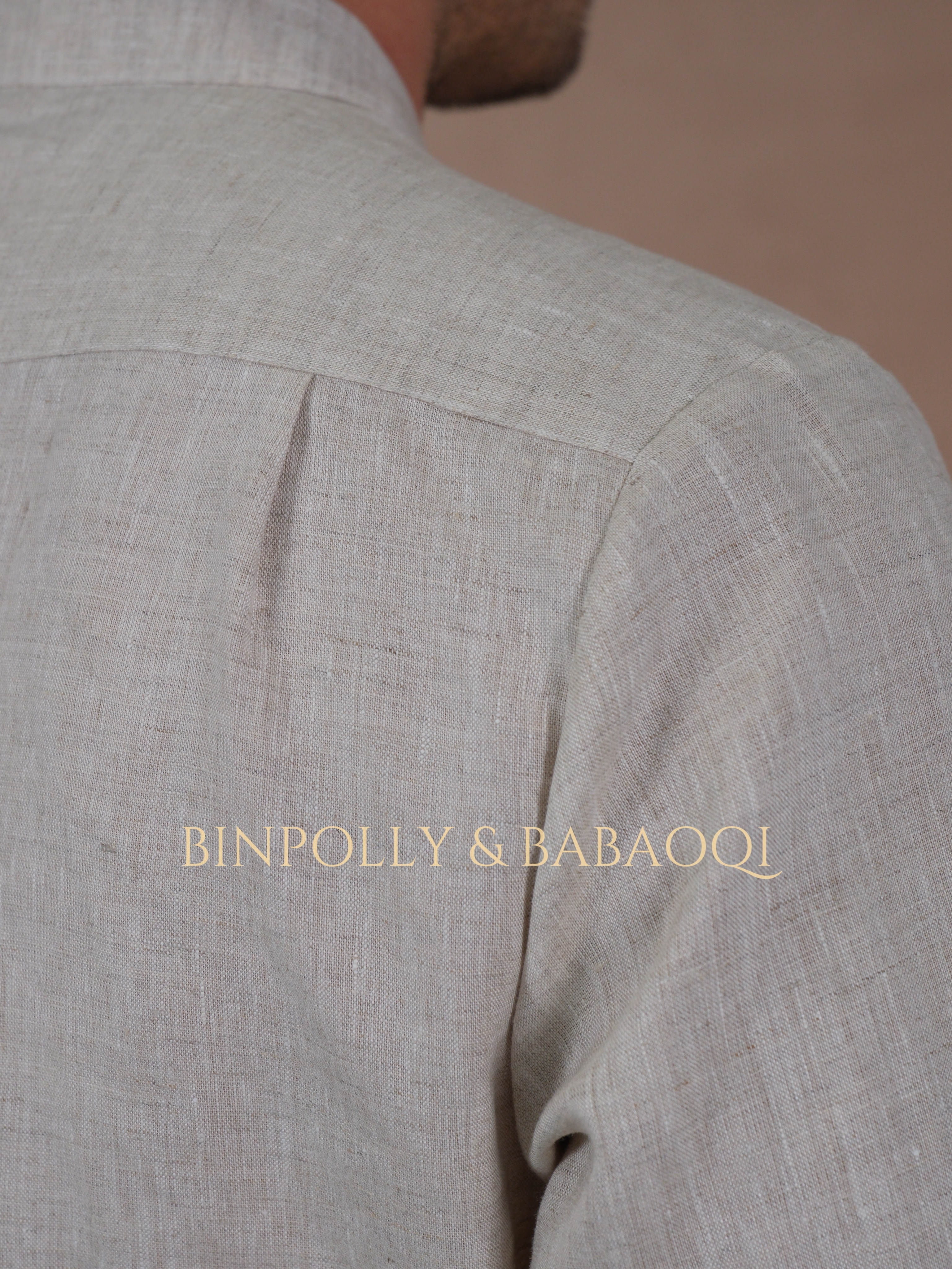 BABAOQI - Pure Linen Mandarin Collar Long Sleeve Shirt, Casual Stand Collar Button Up Top