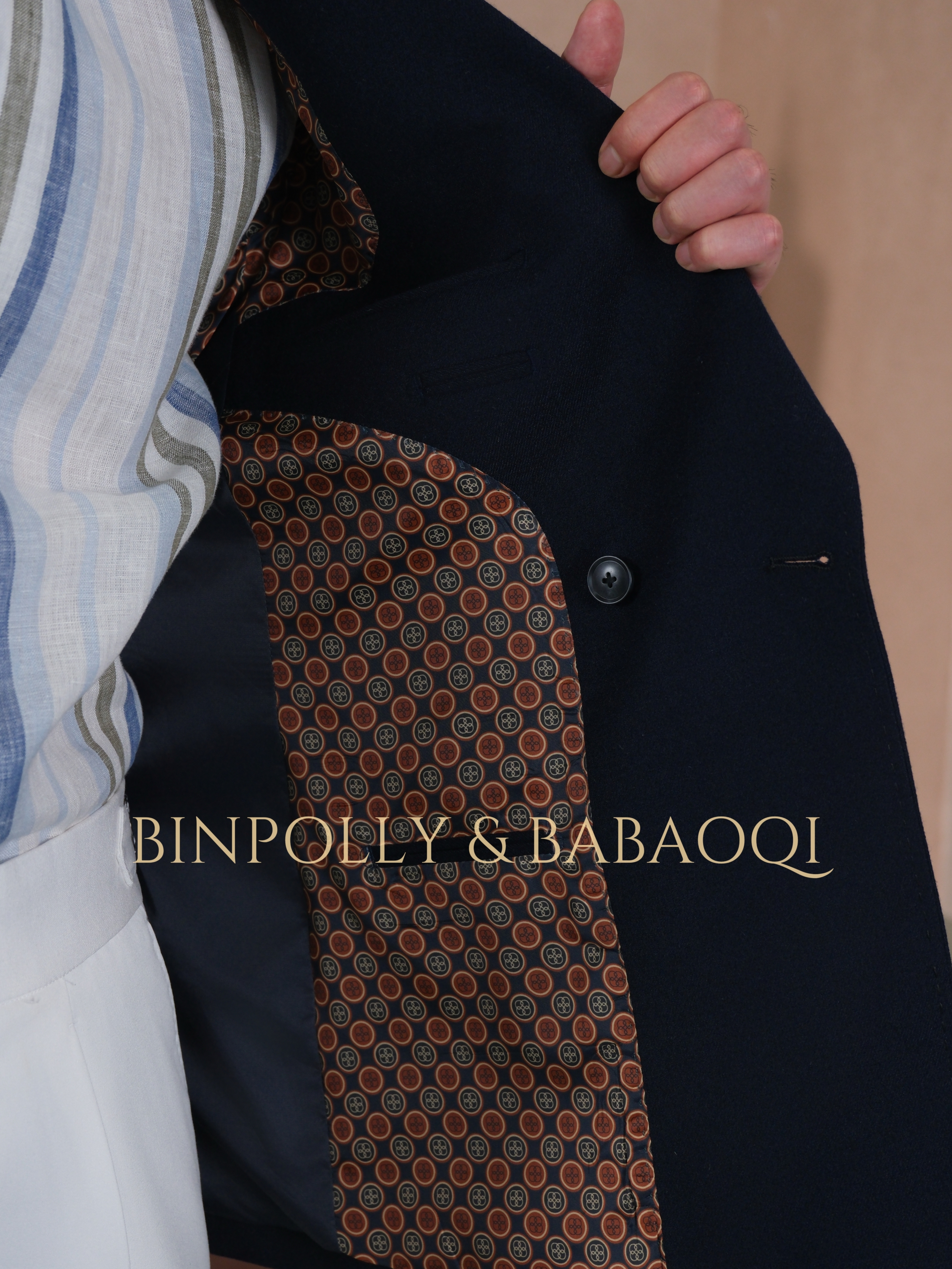 BINPOLLY - Navy Double Breasted Blazer with Gold Buttons Old Money Style