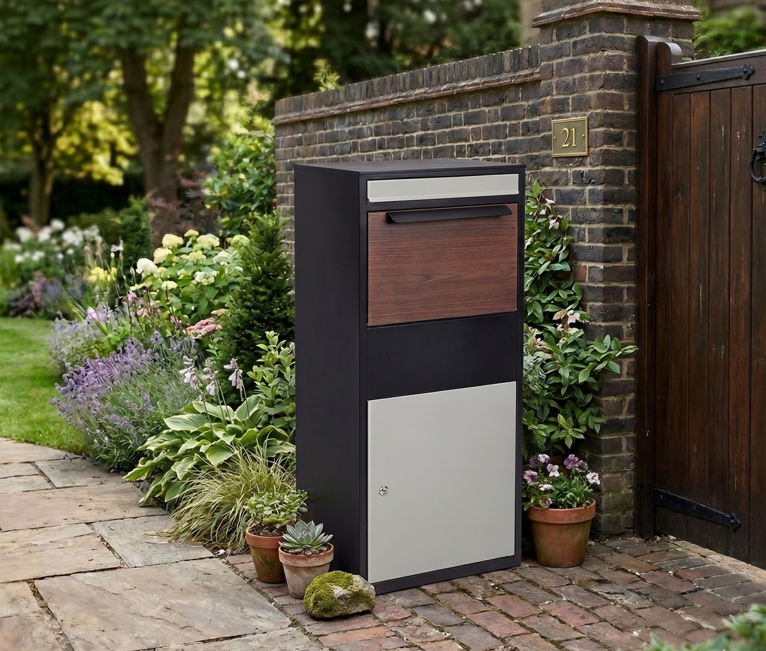 Modern Heavy-Duty Freestanding Parcel Box with Secure Drop Slot,MY SHOP,Modern Heavy-Duty Freestanding Parcel Box with Secure Drop Slot