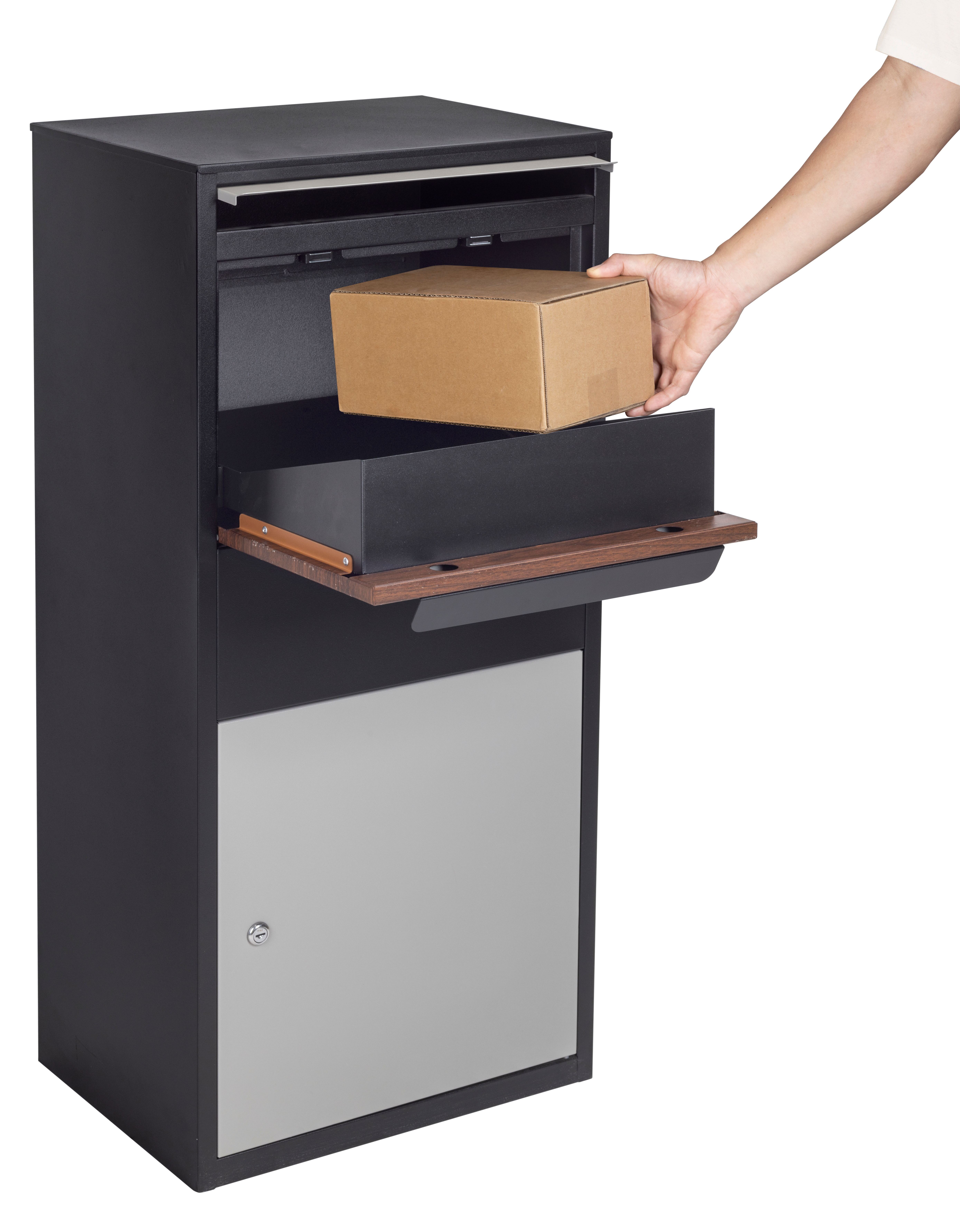 Modern Heavy-Duty Freestanding Parcel Box with Secure Drop Slot,MY SHOP,Modern Heavy-Duty Freestanding Parcel Box with Secure Drop Slot