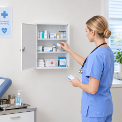 Wall-Mounted Lockable Medicine Cabinet with Galvanized Steel Body,Winland,Wall-Mounted Lockable Medicine Cabinet with Galvanized Steel Body