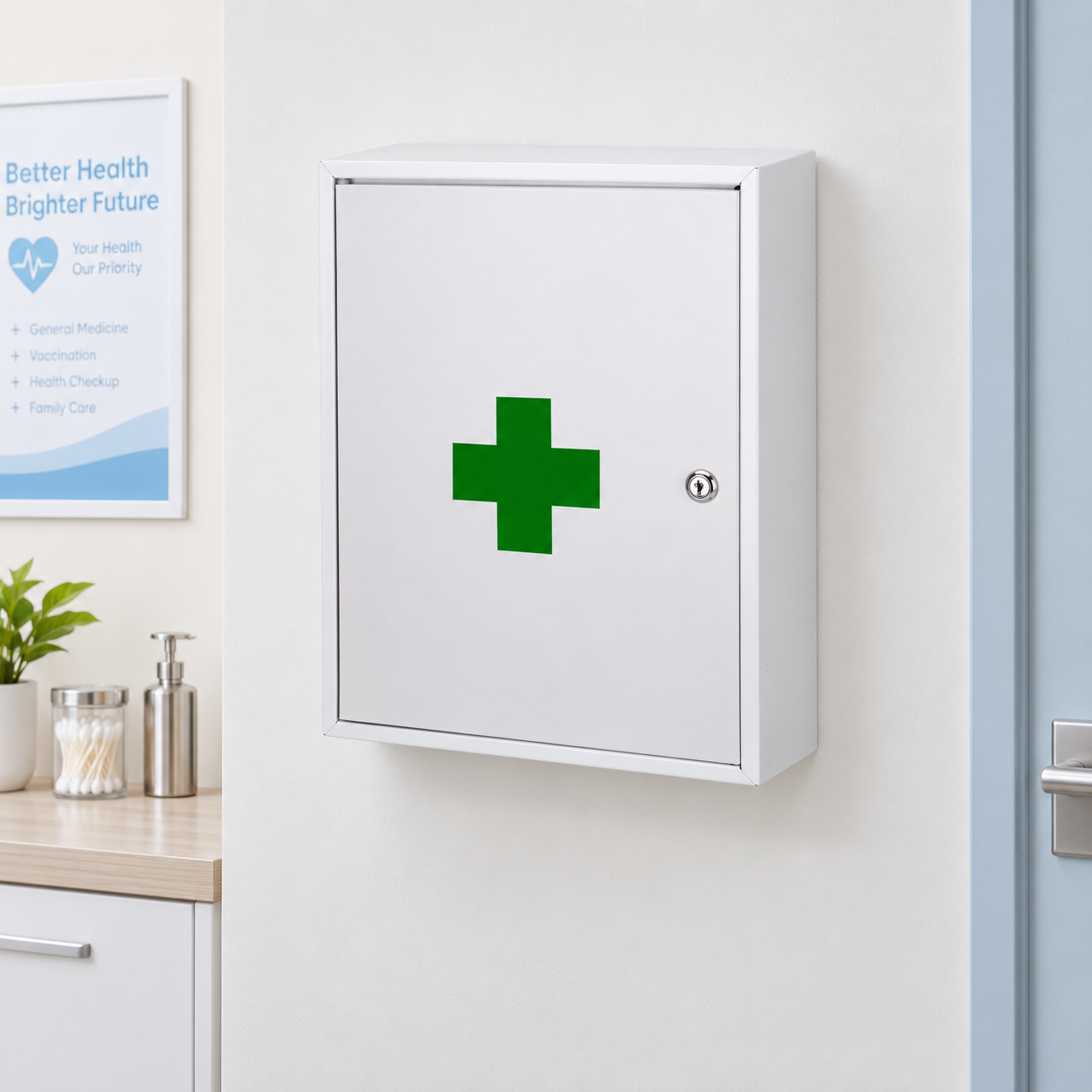 Wall-Mounted Lockable Medicine Cabinet with Galvanized Steel Body,Winland,Wall-Mounted Lockable Medicine Cabinet with Galvanized Steel Body