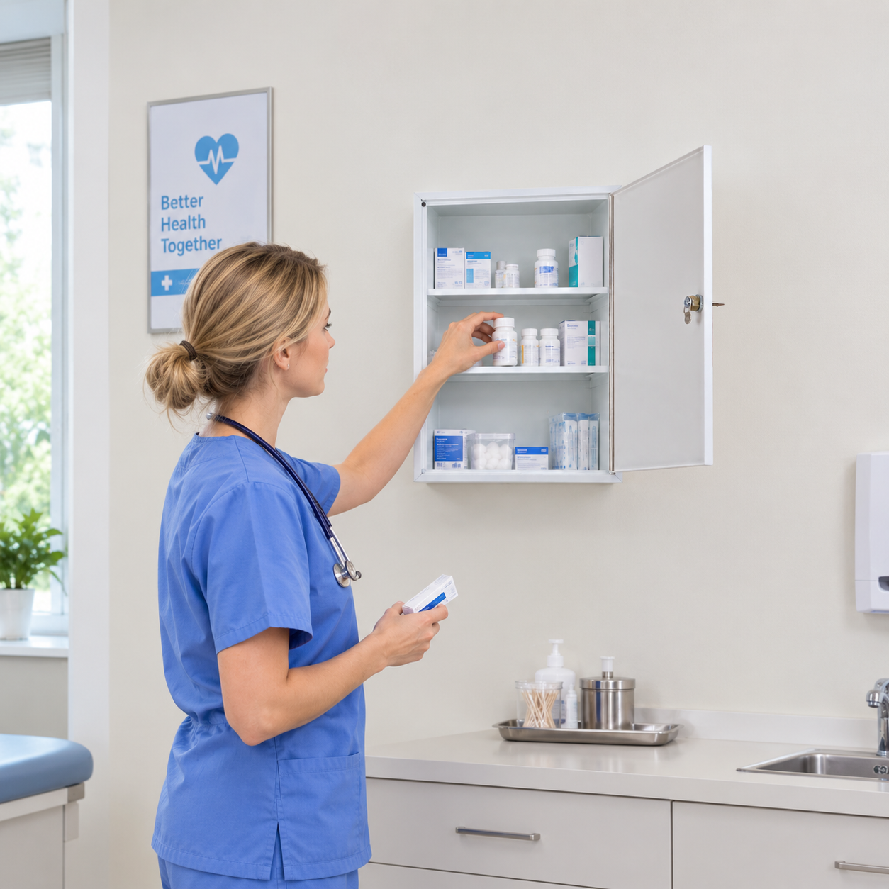 Wall-Mounted Lockable Medicine Cabinet with Galvanized Steel Body,Winland,Wall-Mounted Lockable Medicine Cabinet with Galvanized Steel Body