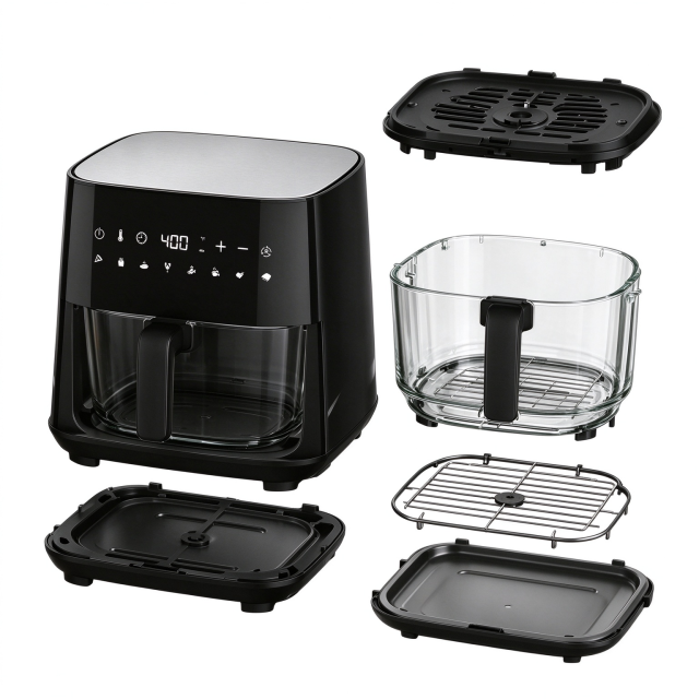 Hallsmart 4.5L Borosilicate Glass Pot Air Fryer, 1450W Digital Air Fryer,Hallsmart-The Best Rice Cooker Manufacturer,The Hallsmart Glass Pot Air Fryer