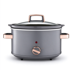 Hallsmart Retro Style Slow Cooker | Elegant Grey Crock Pot with Rose Gold Accents for Family Slow Simmering,Hallsmart-The Best Rice Cooker Manufacturer,Hallsmart Retro Style Slow Cooker | Elegant Grey Crock Pot with Rose Gold Accents for Family Slow Simmering