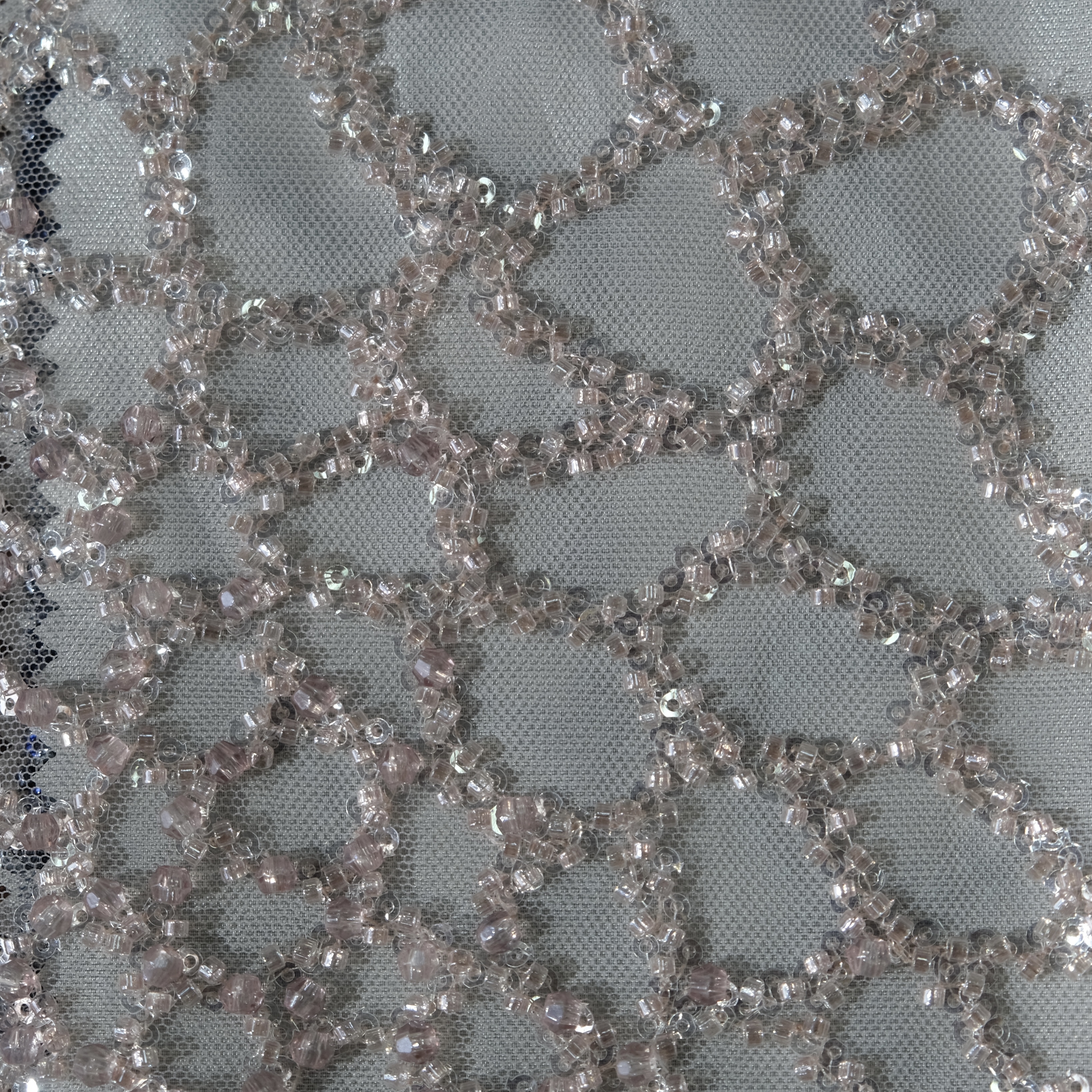 Organic Mesh Embroidery Fabric in Pink color