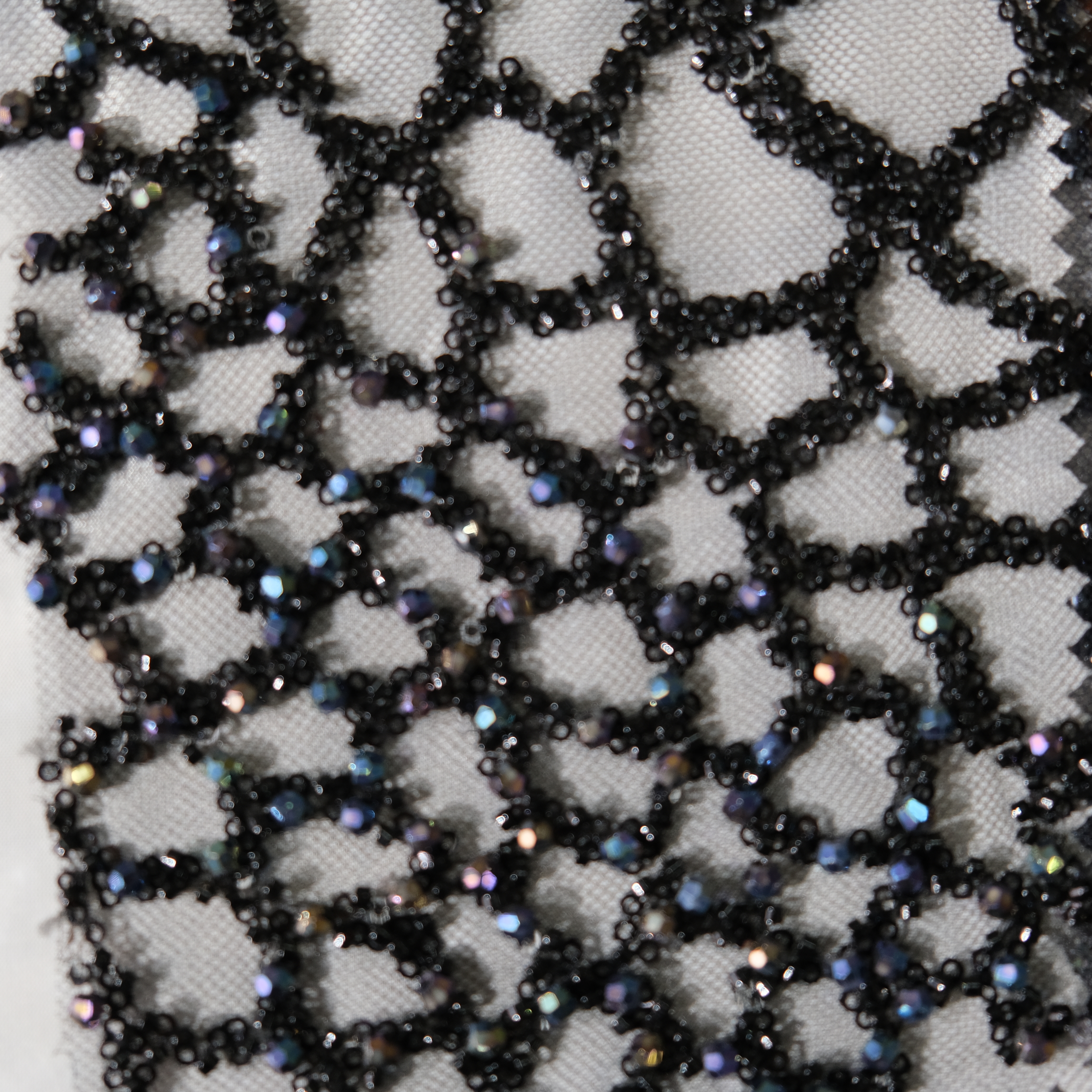 Organic Mesh Embroidery Fabric in Black color