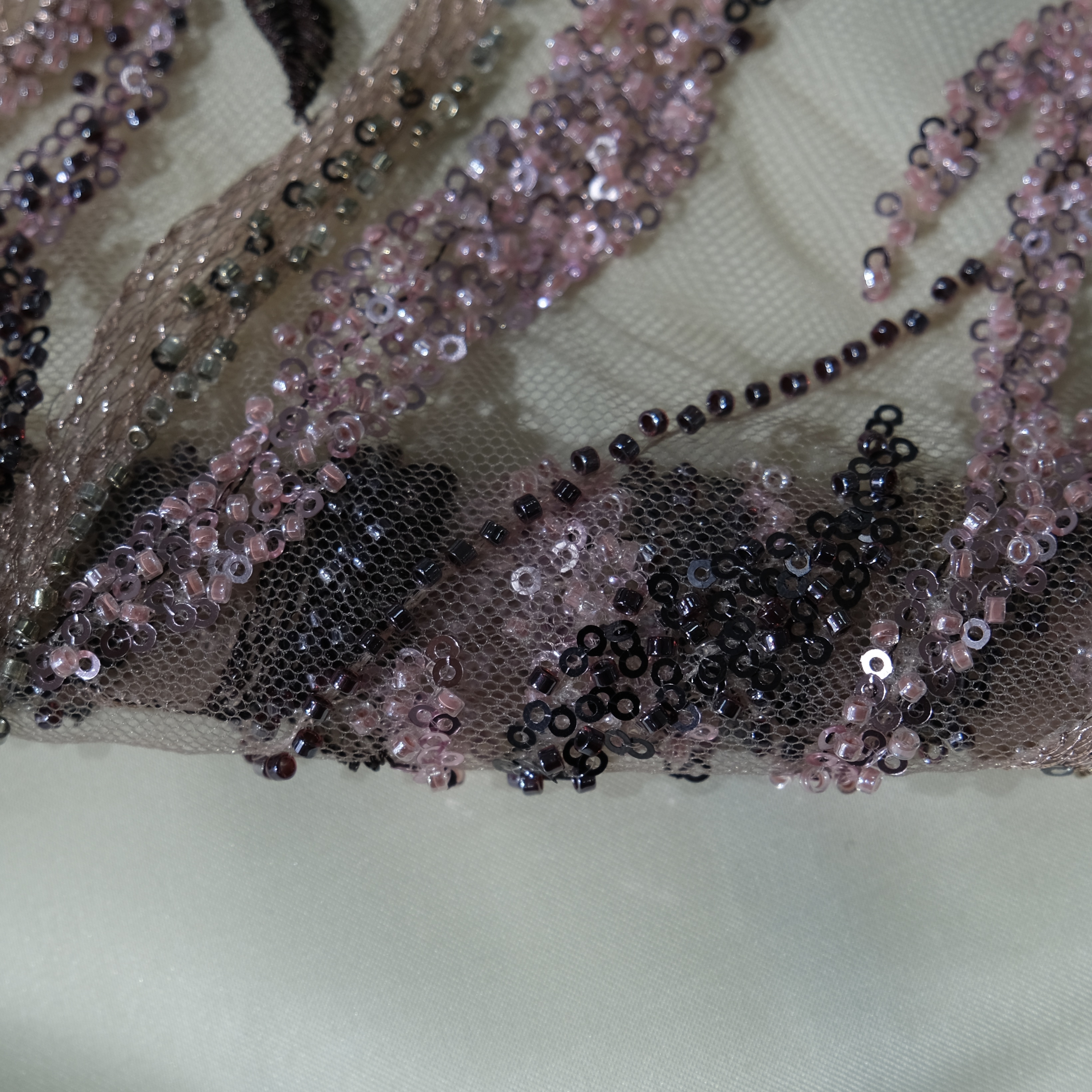 Flowing Flame Embroidery Fabric in DeepPurple color