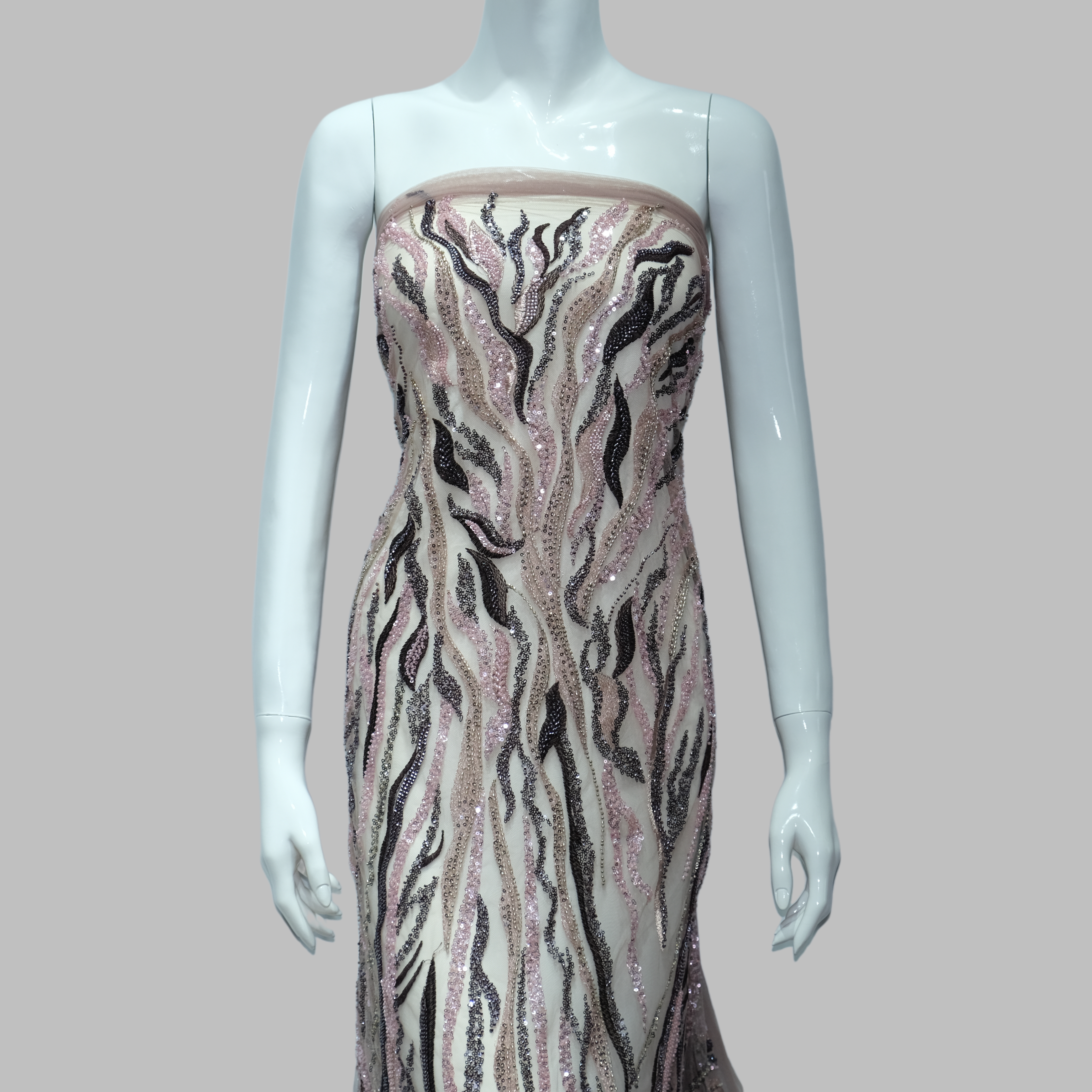 Flowing Flame Embroidery Fabric for couture fashion design
