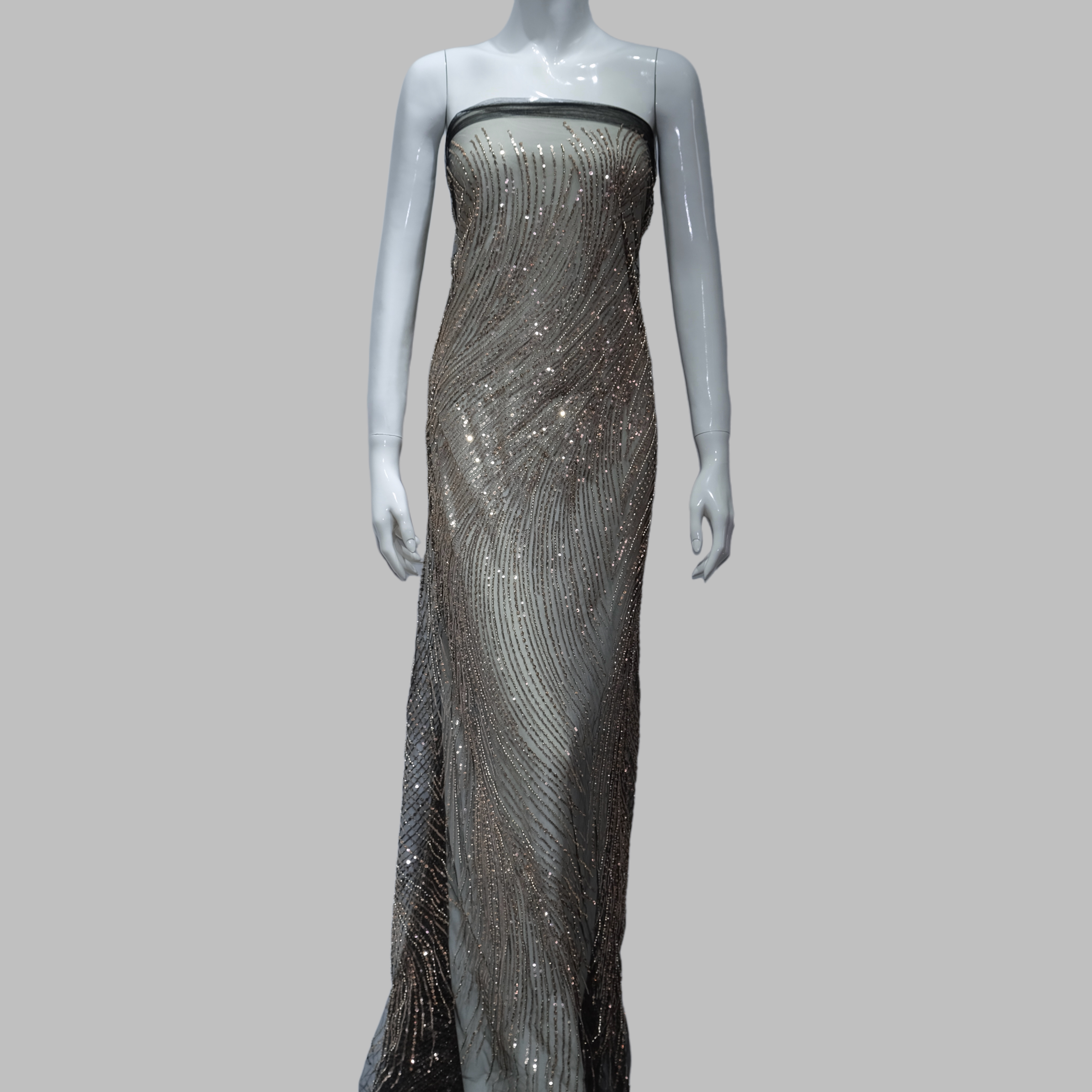 Flowing Wave Embroidery Fabric for luxury gown design