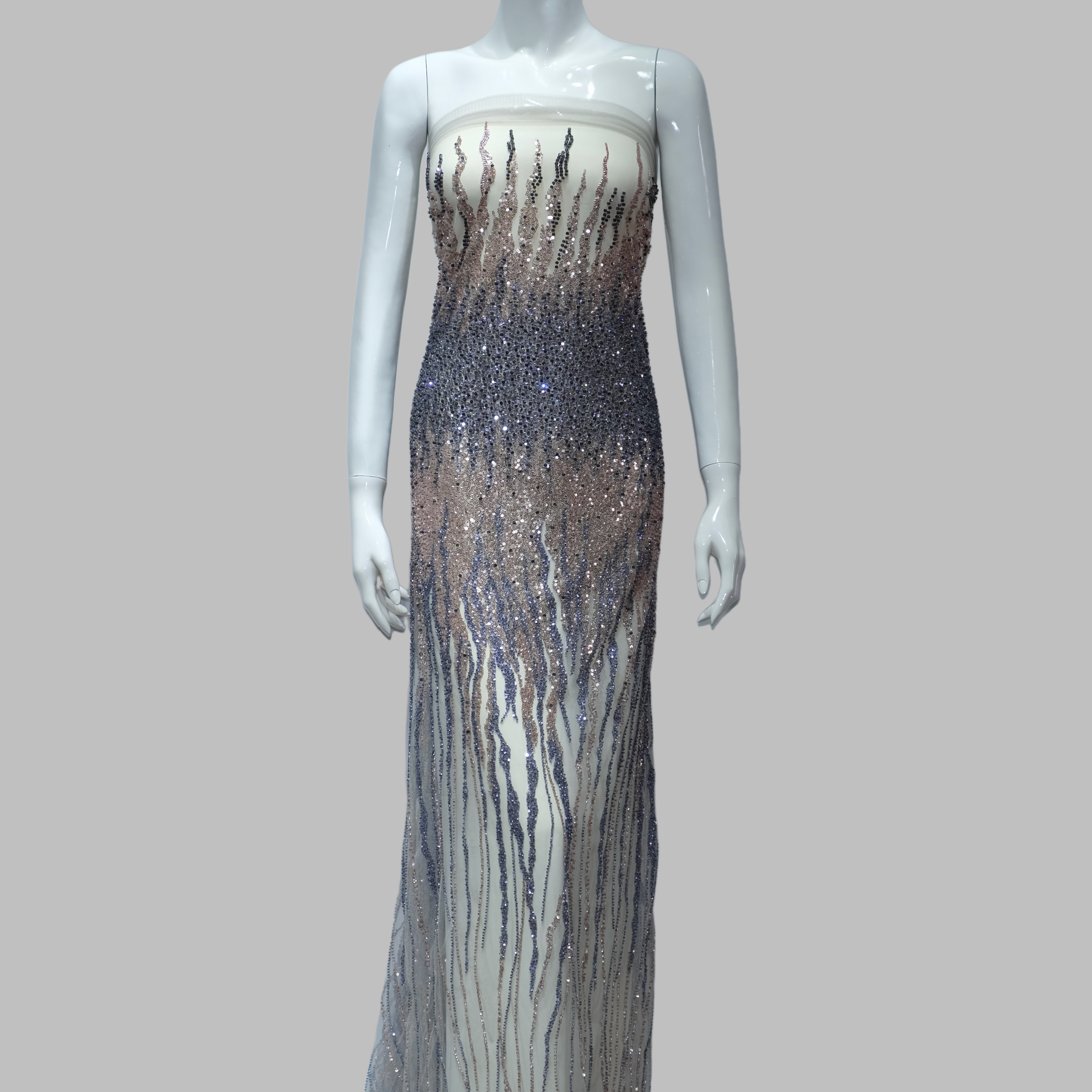Crystal Flame Embroidery Fabric for luxury gown design