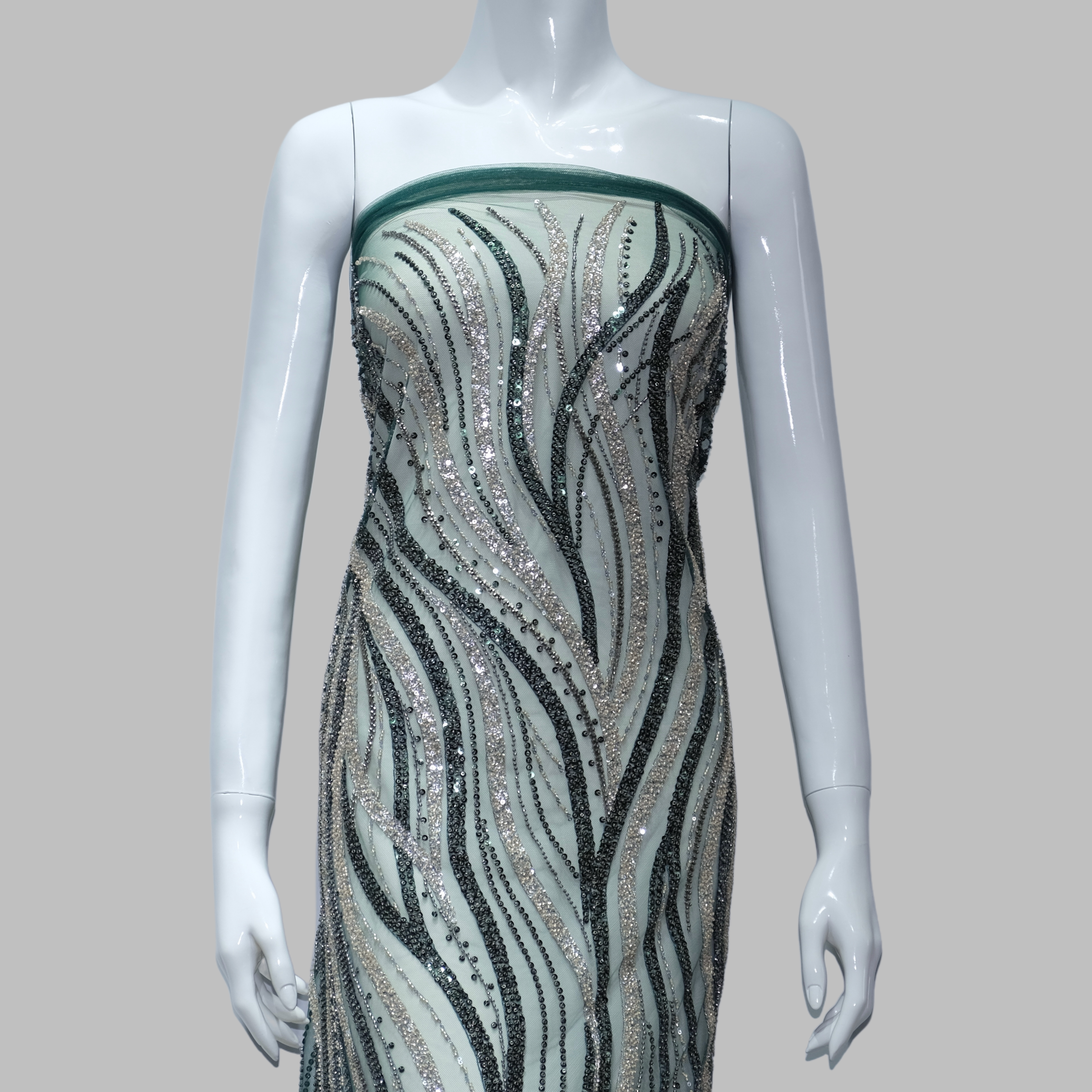 Abstract Line Embroidery for couture fashion design