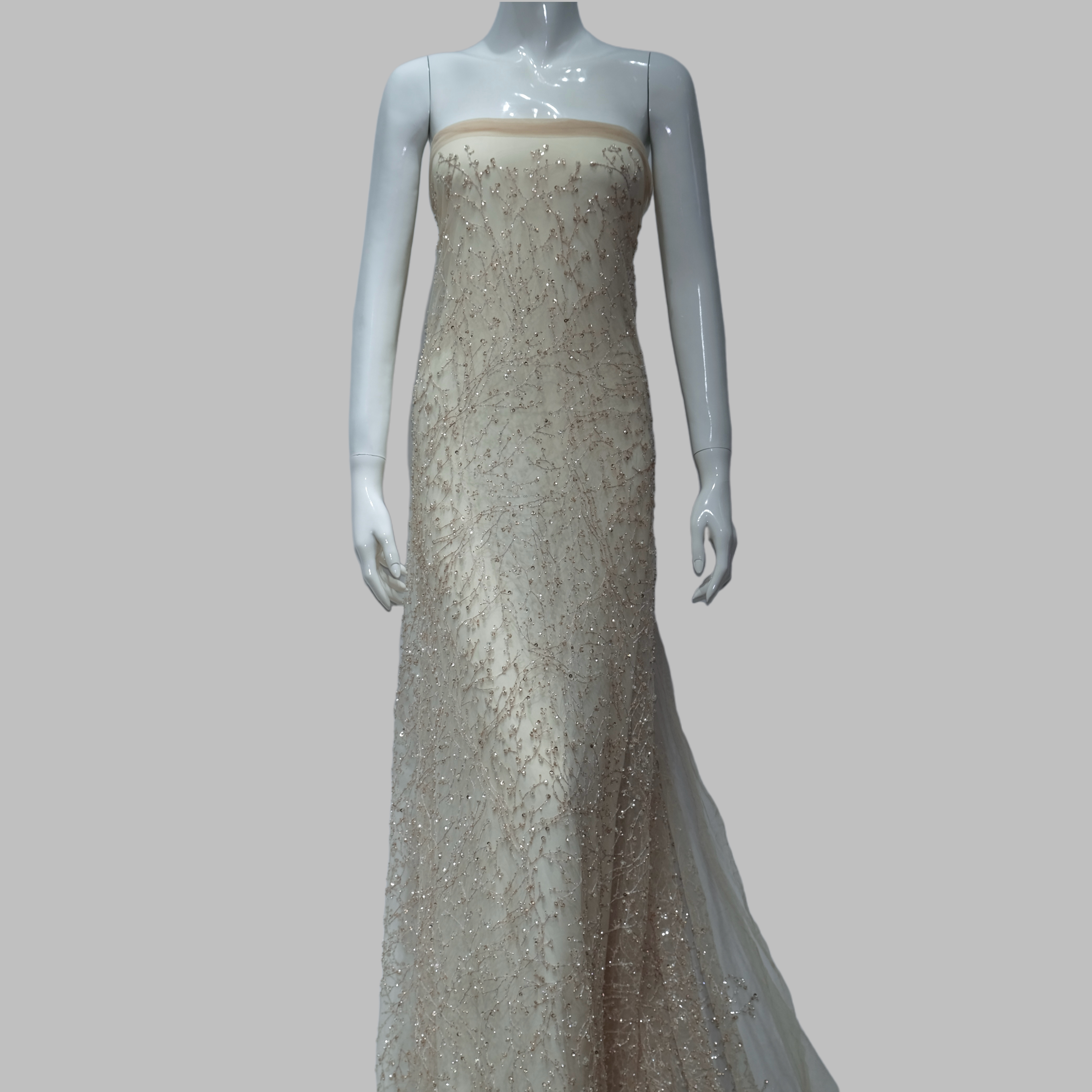 Crystal Vine Embroidery Fabric for luxury gown design