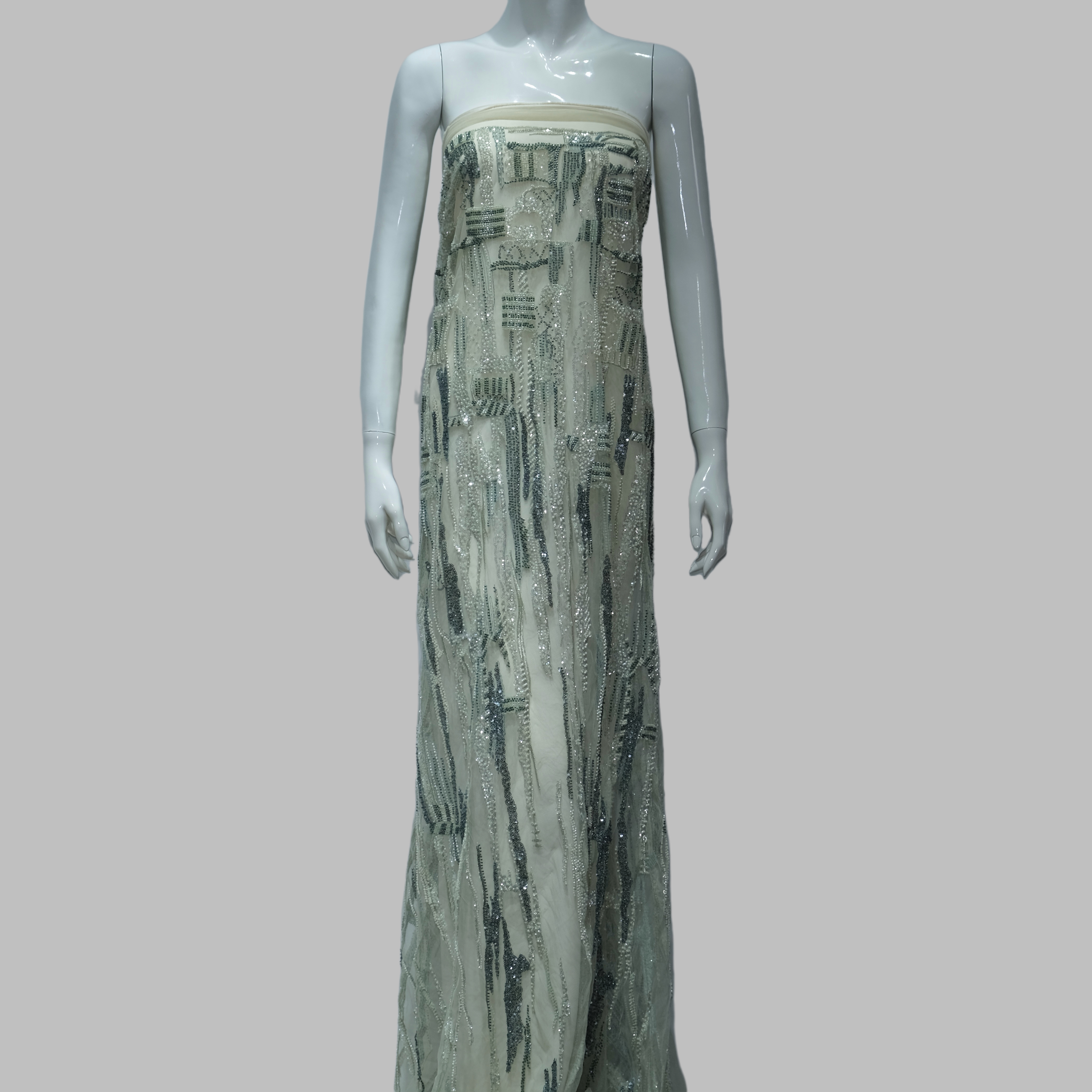 Organic Weave Embroidery Fabric for luxury gown design