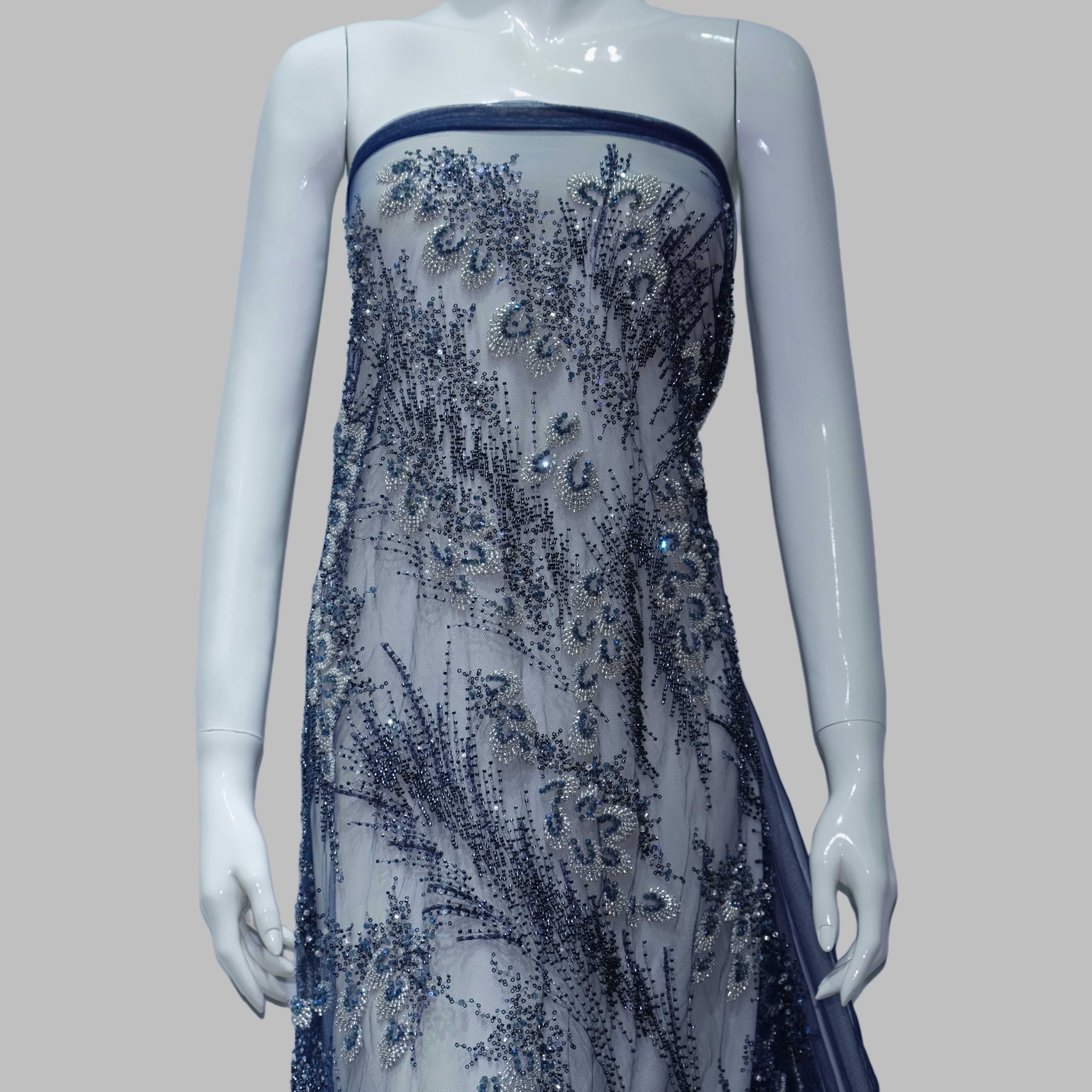 Whirl Bloom Embroidery Fabric for couture fashion design