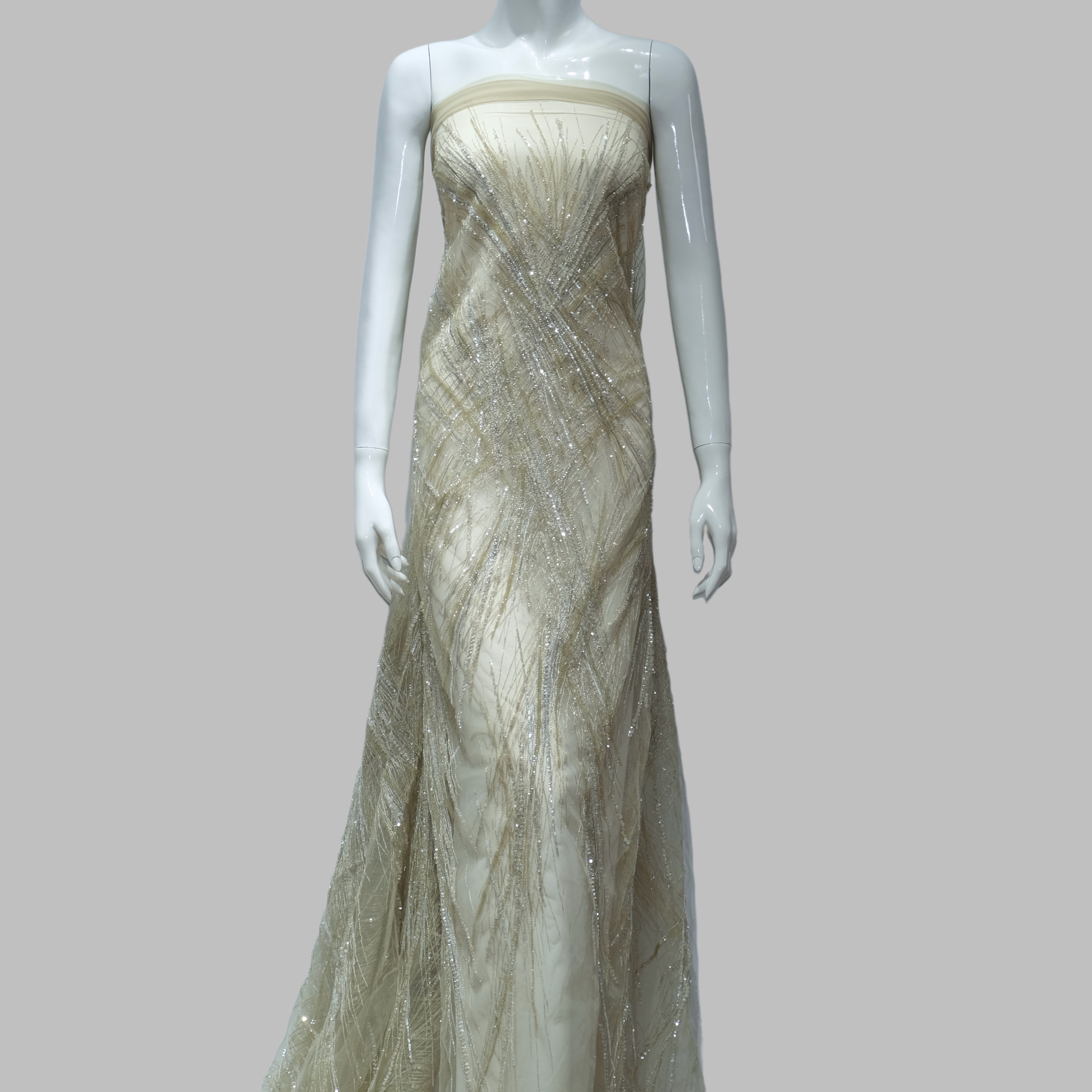 Radiant Burst Embroidery Fabric for luxury gown design