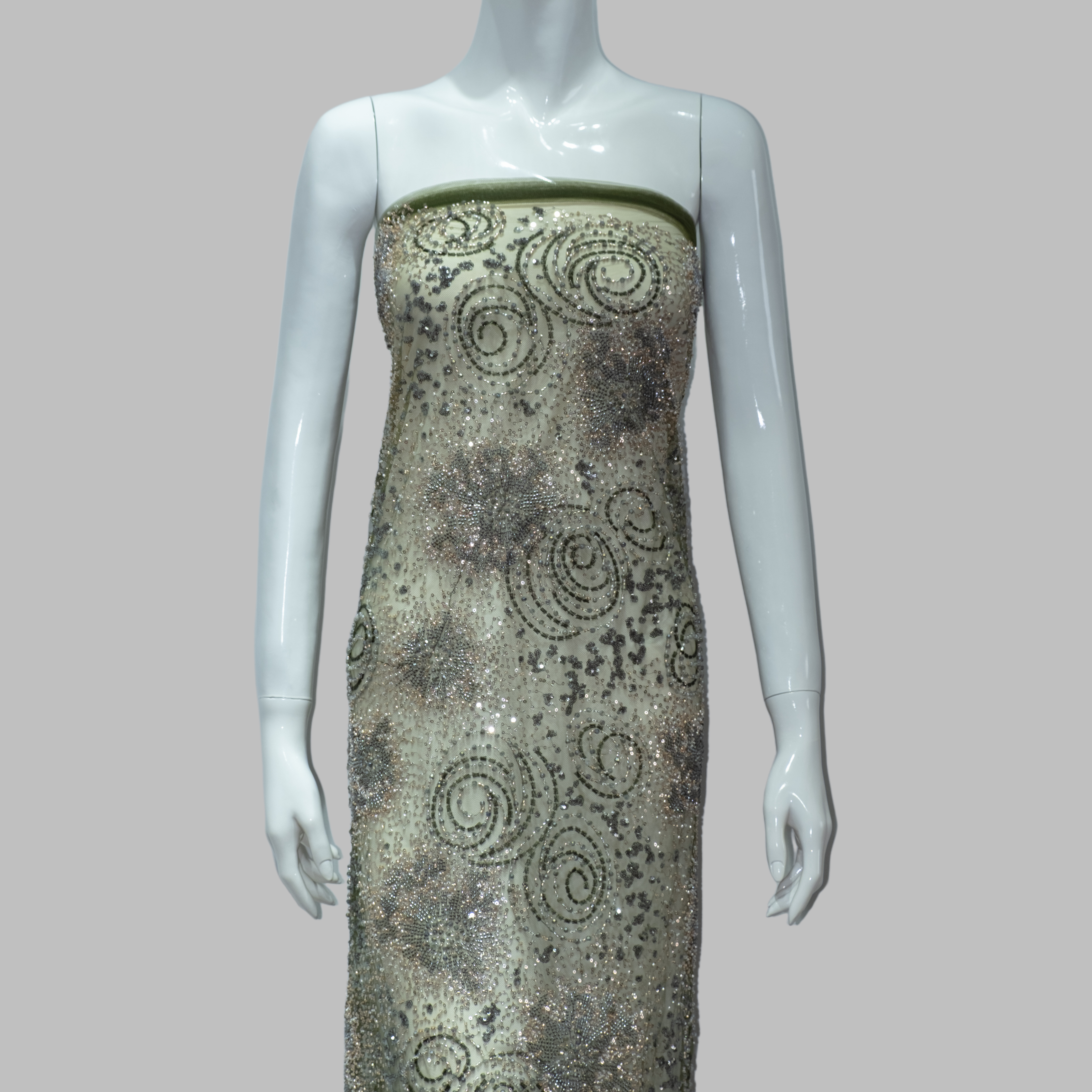 Spiral Blossom Embroidery Fabric for couture fashion design
