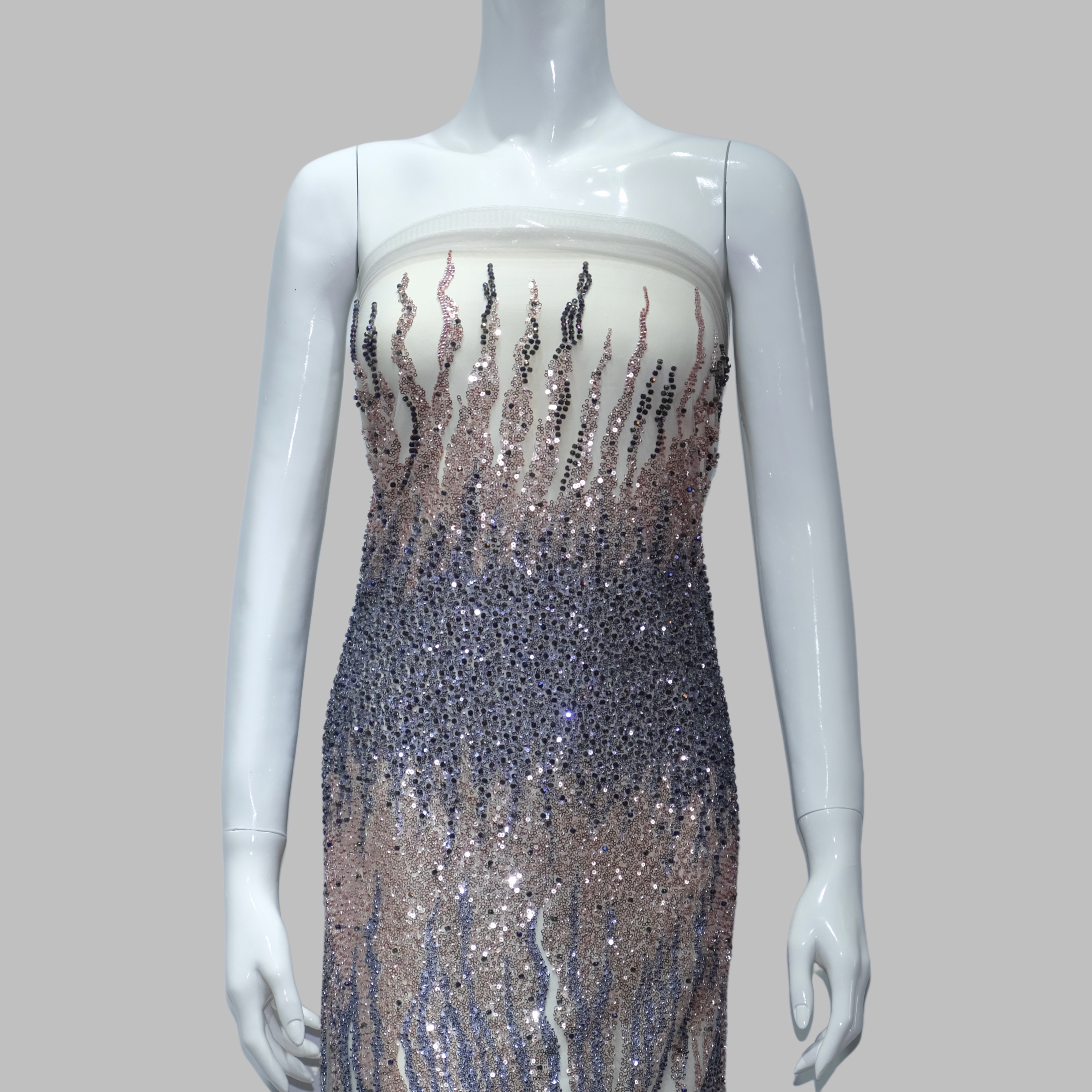 Crystal Flame Embroidery Fabric for couture fashion design