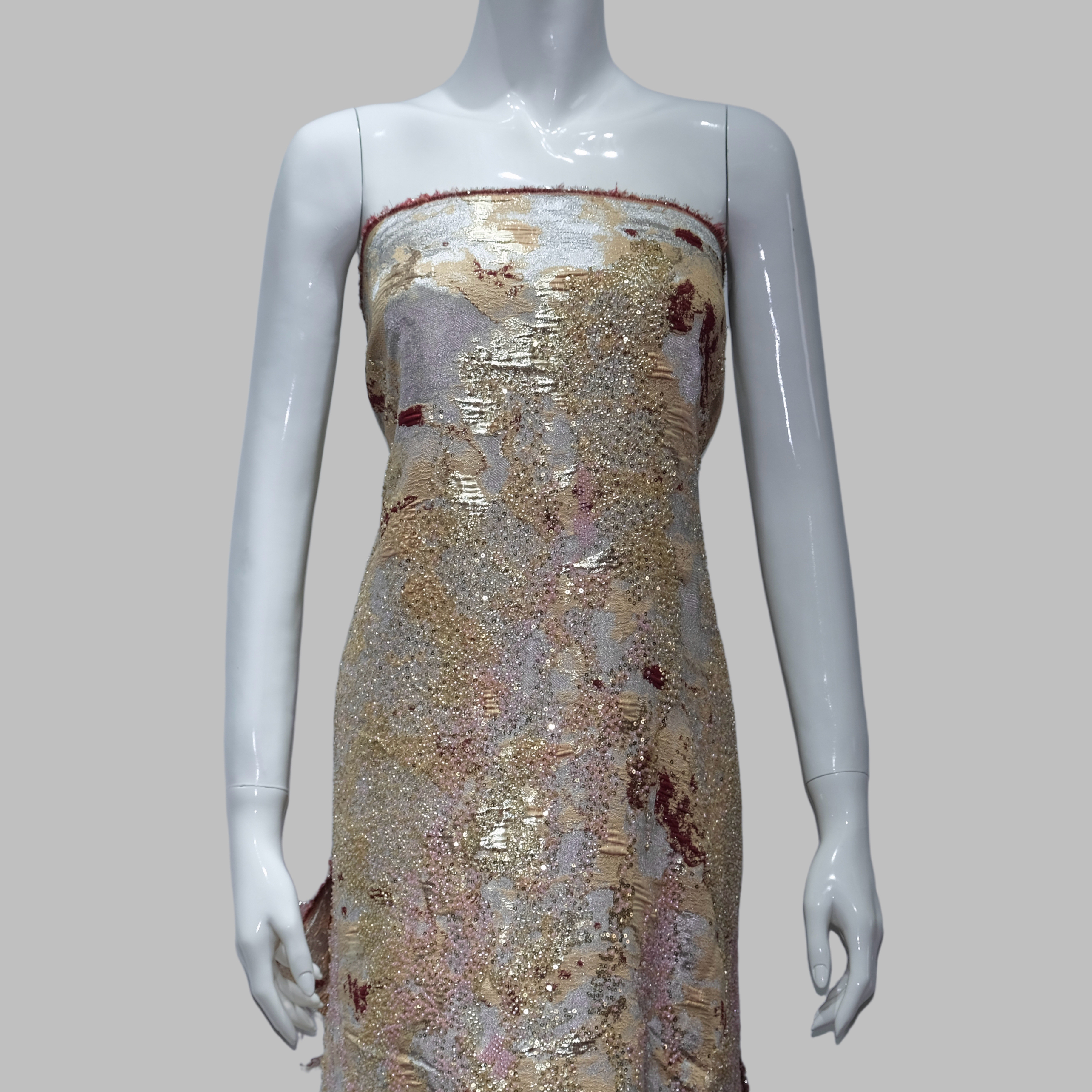 Abstract Jacquard Embroidery Fabric in GoldenRed color